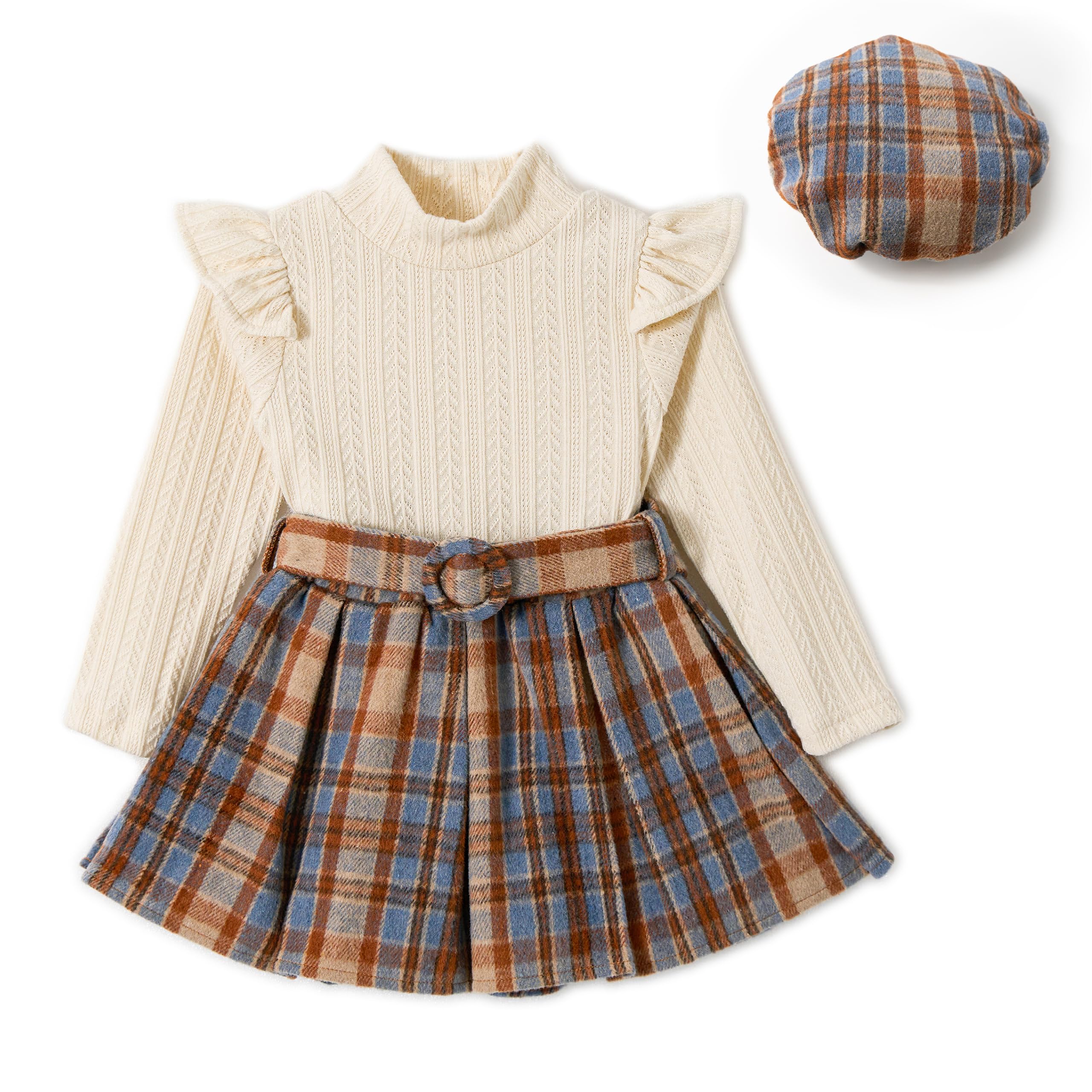 Miipat Conjunto de Ropa Niña Bebé Conjunto Niñas Pequeñas Primavera Otoño Tops de Manga Larga Tipo Suéter con Minifaldas Vestidos para Niñas