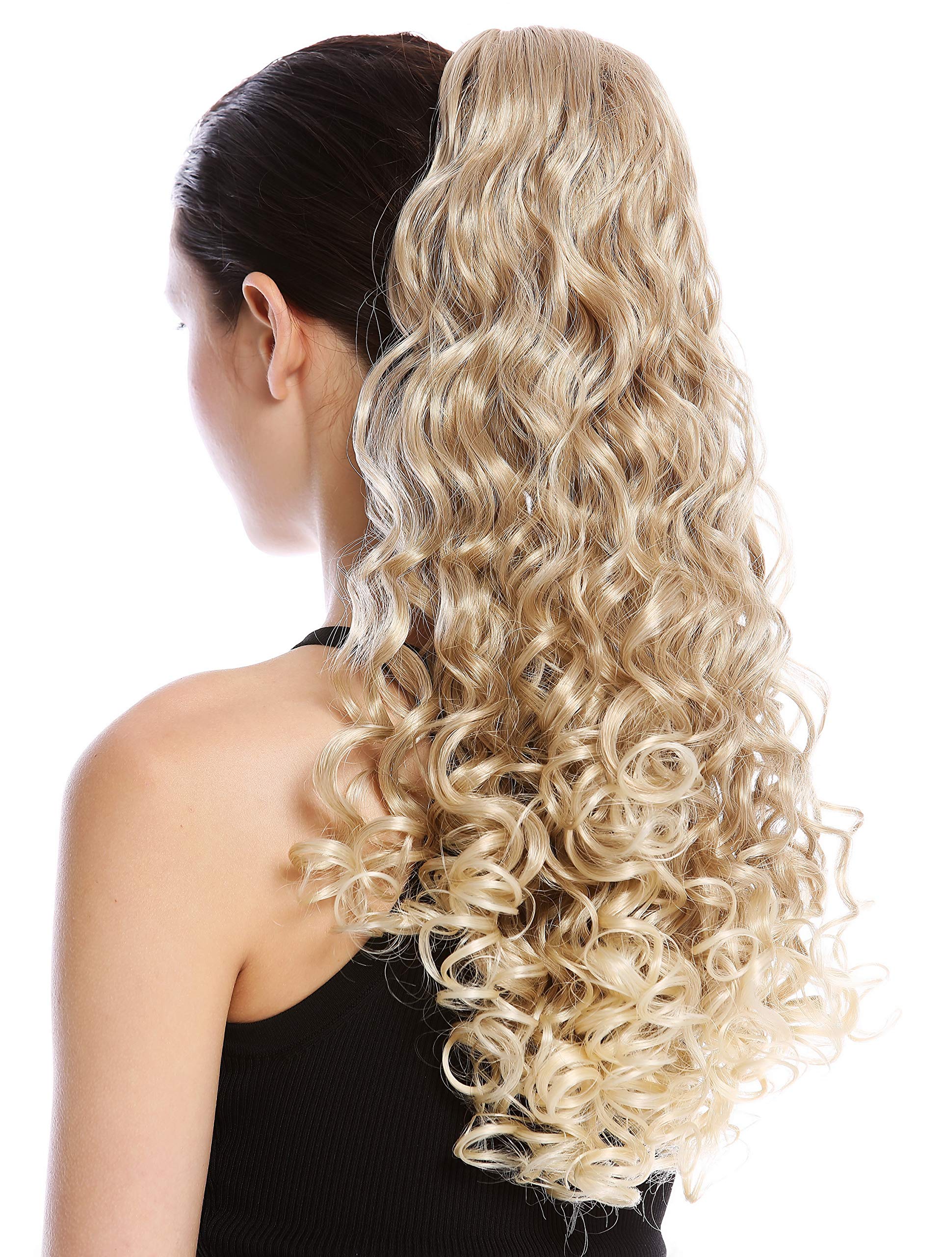 WIG ME UP - 19AXL-V-15BT613 Ponytail Hairpiece Extensions very long voluminous curled curls dark blond platinum highlights tips 20inch