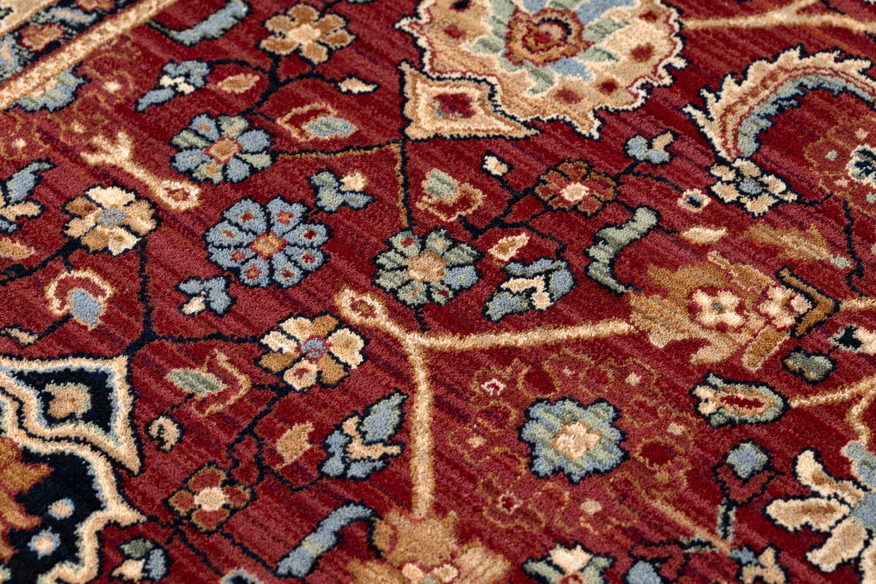 rugsx Tapis en Laine KESHAN Franges, Classique Oriental, Tapis Traditionnel, pour la Chambre, Le Salon, la Chambre à Coucher, de Haute qualité Beige/Bordeaux/Bleu foncé 120x145 cm