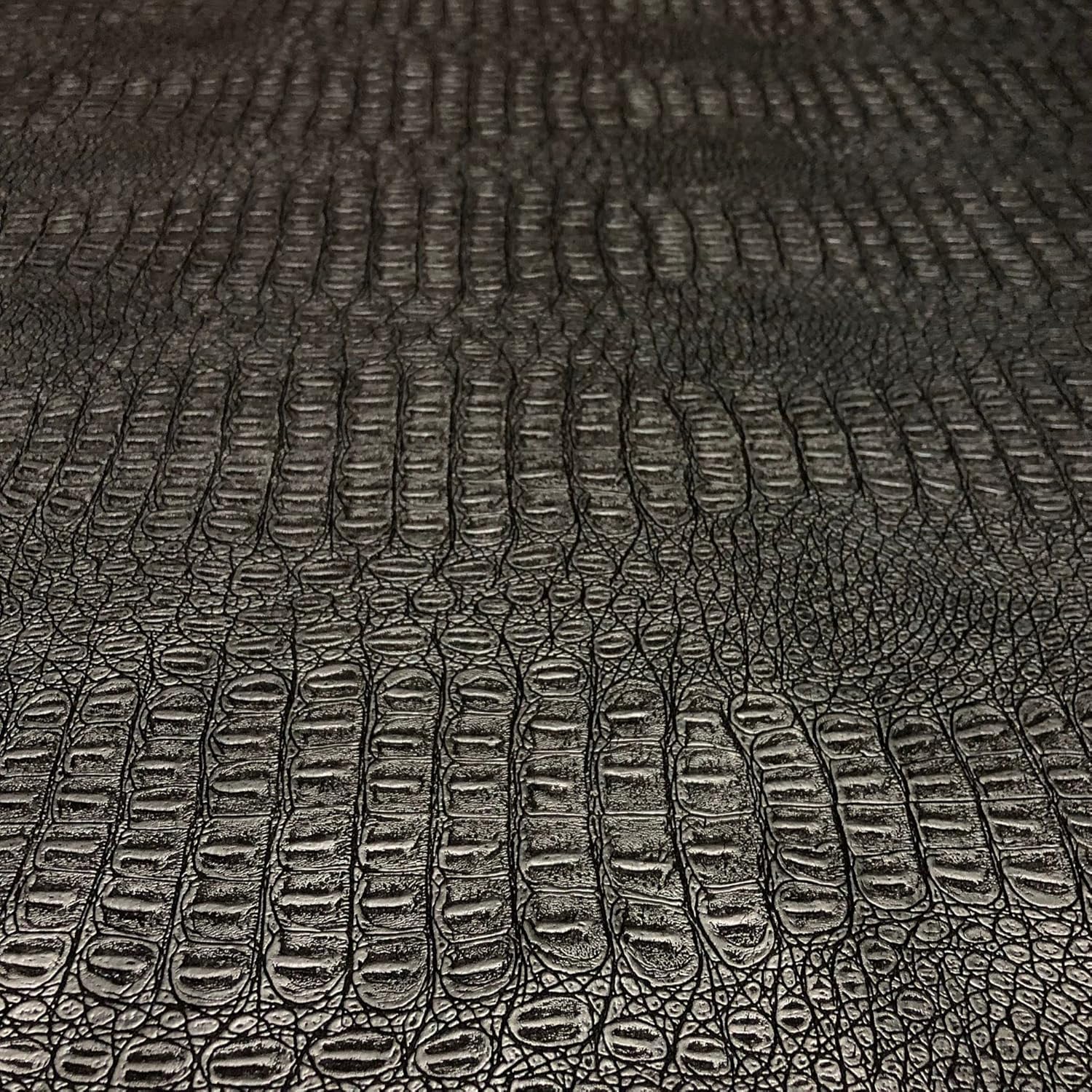 Alligator Fabric, Soft Textured Crocodile Vinyl Faux Leather, Gator Skin Embossed Upholstery DIY Craft and Clips Pleather Sheets – Individual 1 Yard Cut 36”x54” (Pewter Metallic)