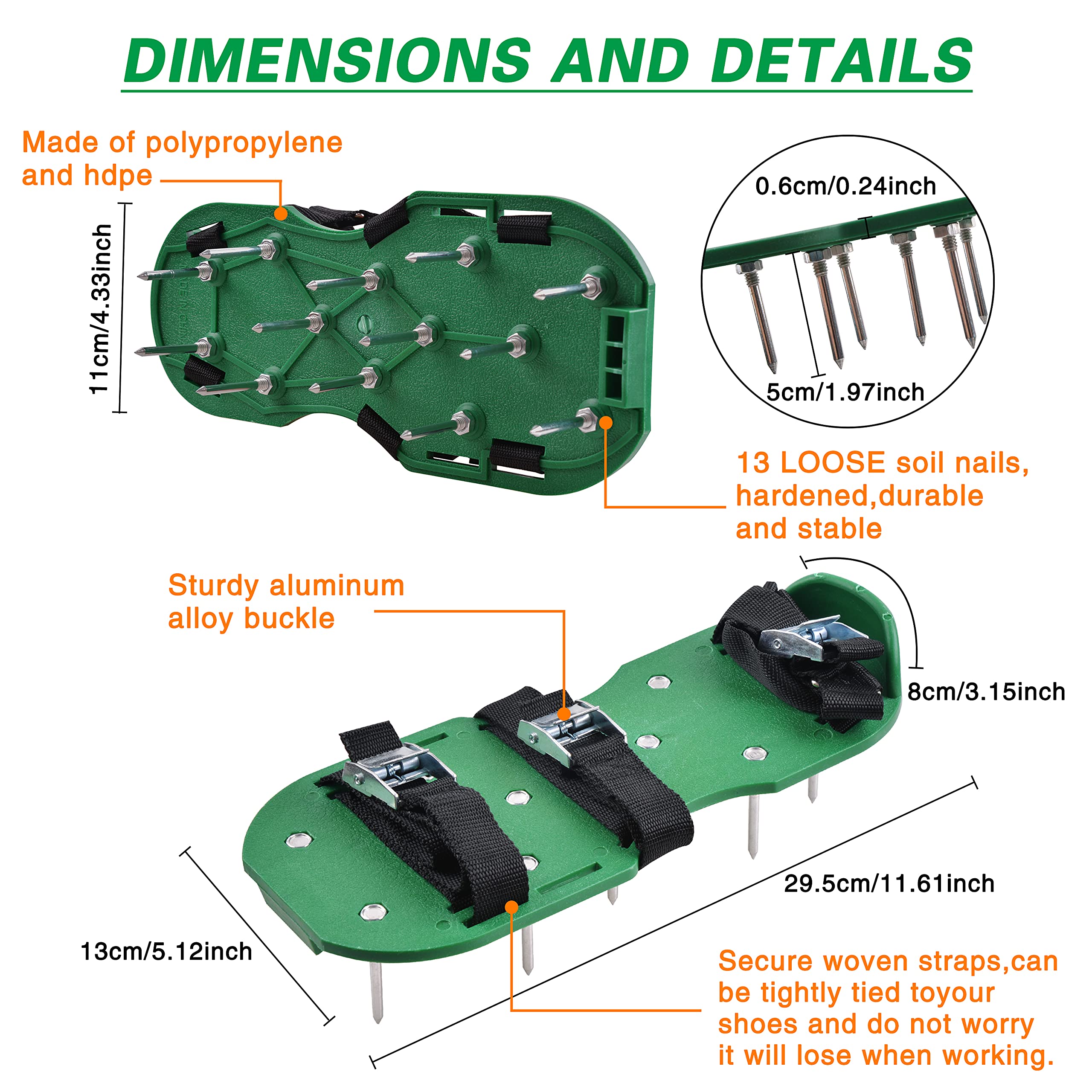 Chaussures aérateurs de pelouse, aérateur d'herbe de jardin, clous en acier robuste, chaussures aérateurs de cour pour aérer efficacement le sol de la pelouse