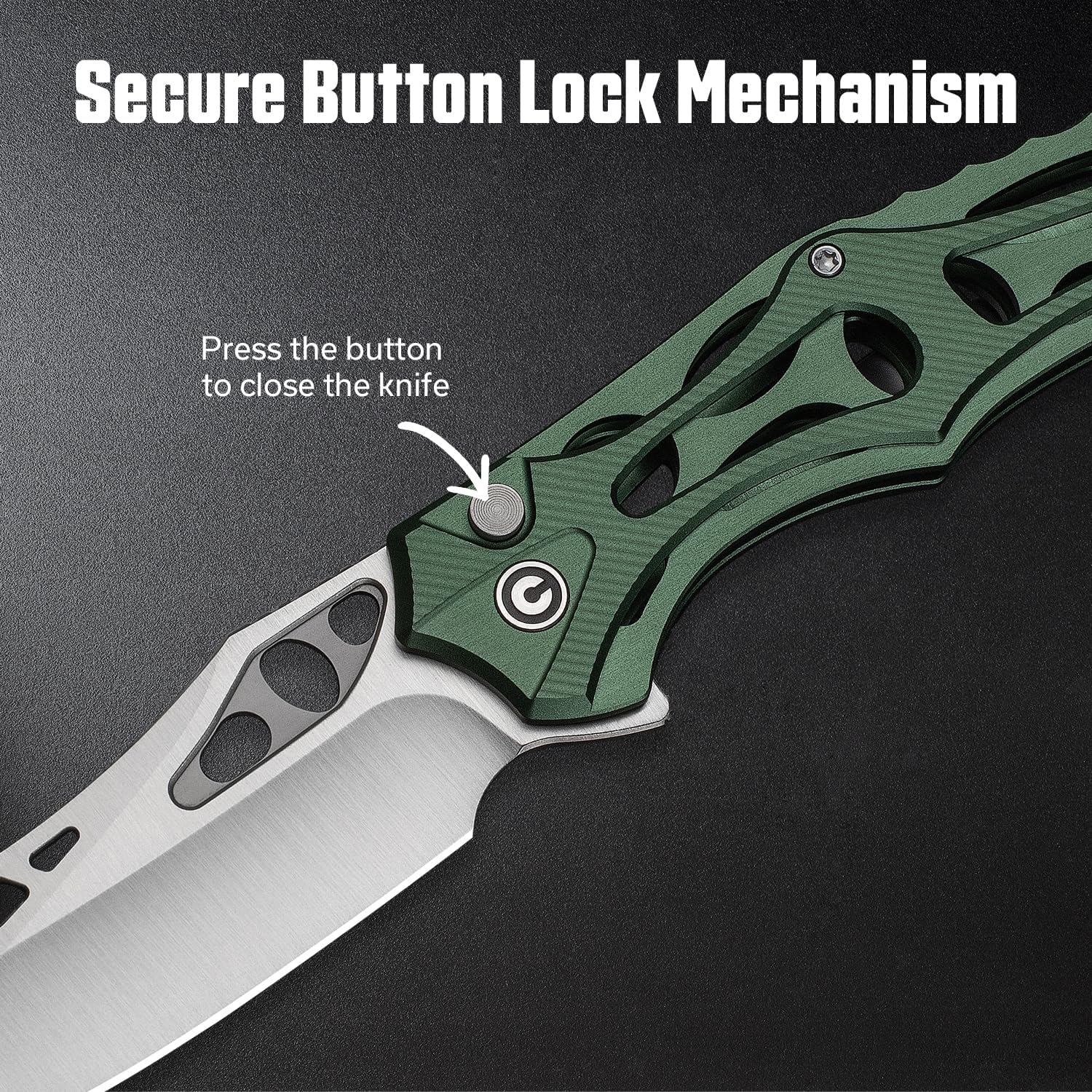 CIVIVI Biophase Pocket Folding Knife for Men, 3.48" Nitro-V Blade Aluminum Handle, Lightweight Skeletonized Flipper Knife for Tactical Survival C23083-1 (Green)