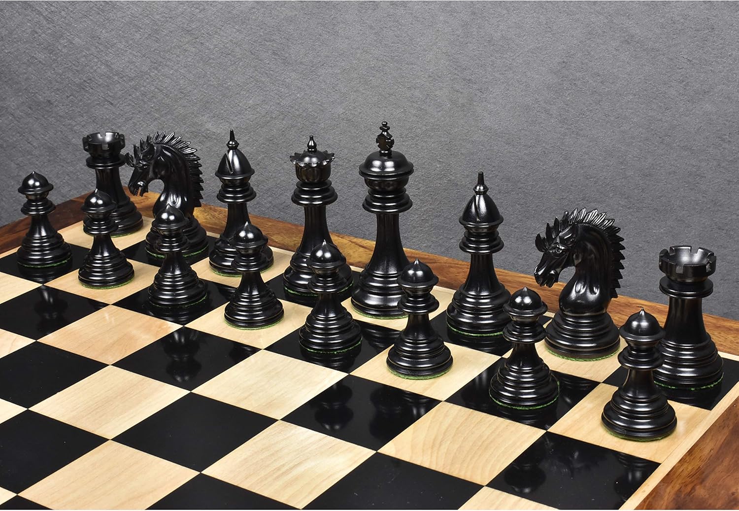 RoyalChessMall -4.4" Dragon Luxury Staunton Chess Pieces Only Set - Triple Weighted - Ebony Wood…