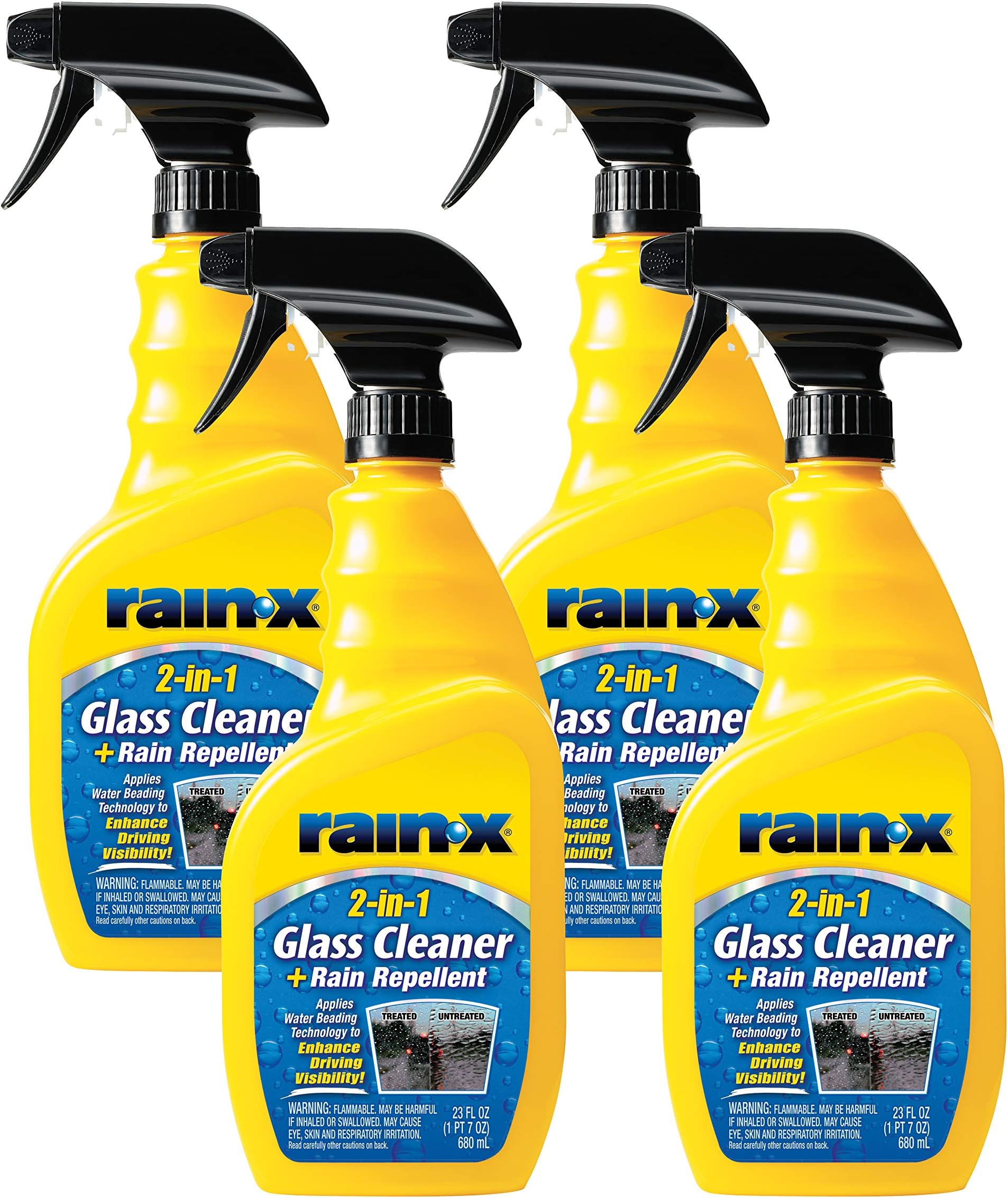 Rain-X 5071268-4PK Glass Cleaner + Rain Repellent, 23 oz. (Pack of 4)