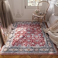 Vista 17 de Rugcomf Alfombra de pasillo de 2' 6'' x 8' lavable, alfombra boho suave, antideslizante, de lana sintética, alfombra vintage para cocina, entrada