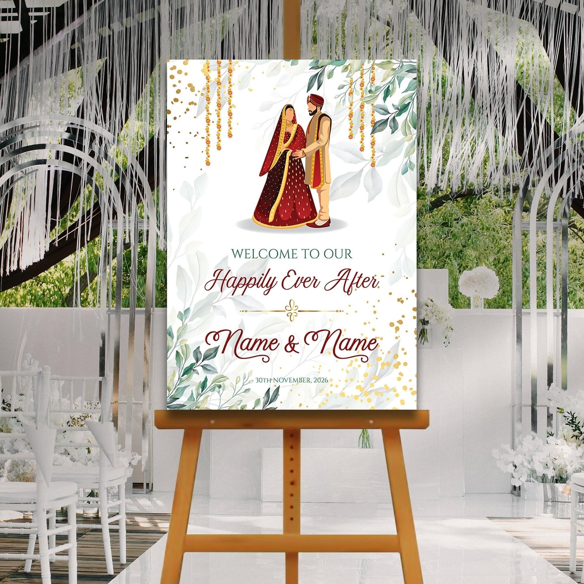 Indian Wedding Welcome Sign, Desi Wedding Décor, A1, A2, A3 or A4, Reception Welcome Sign, Nikah Welcome Board, Mehndi Night, Indian Wedding