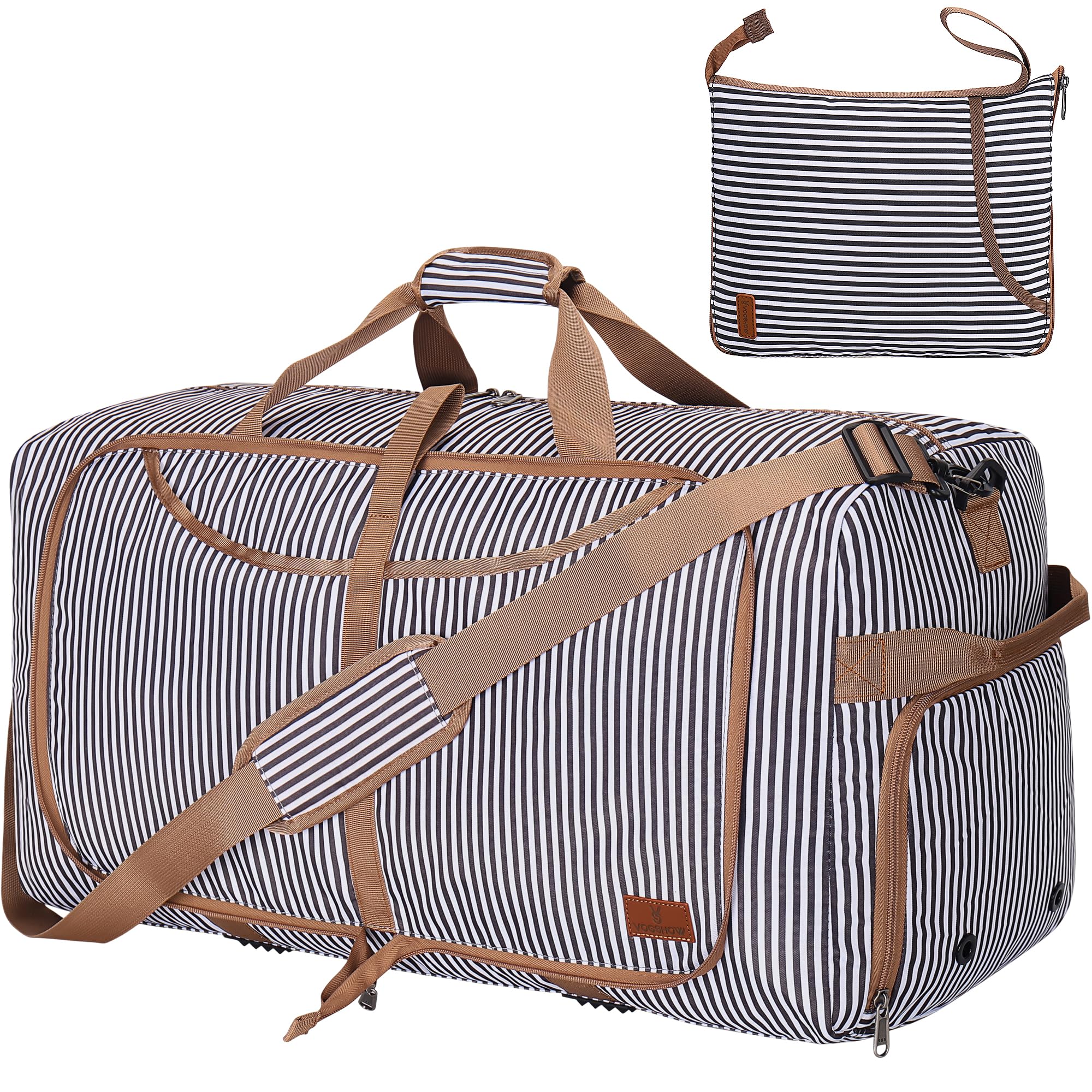 120L Duffle Bag for Travel, Large Foldable Waterproof Travel Duffel Bags Weekender Overnight Bag for Men and Women with Shoe Compartment (Stripe)