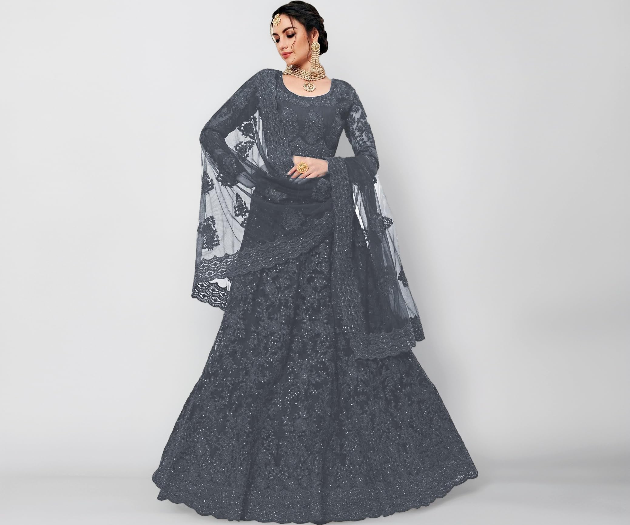 Lovisa Fashion Womens Silk Semi-Stitched Lehenga Choli Set