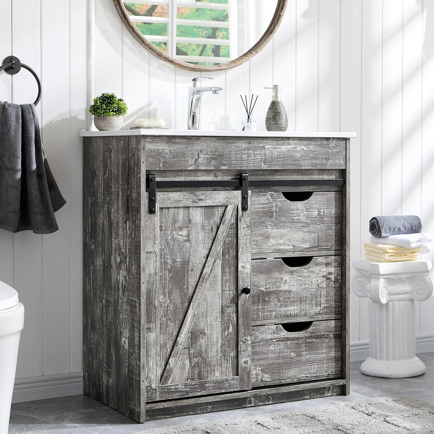 Amazon.com: Aitjunz 30" Farmhouse Bathroom Vanity with Sink ...