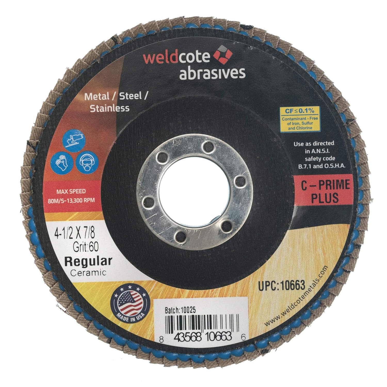 10663 C-Prime Plus Ceramic Flap Discs - Phenolic Back