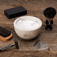 Vista 8 de Beau Brummell El cuenco de jabón de afeitar original de mármol hecho a mano con mármol 100% natural con ranuras interiores para una máxima espuma