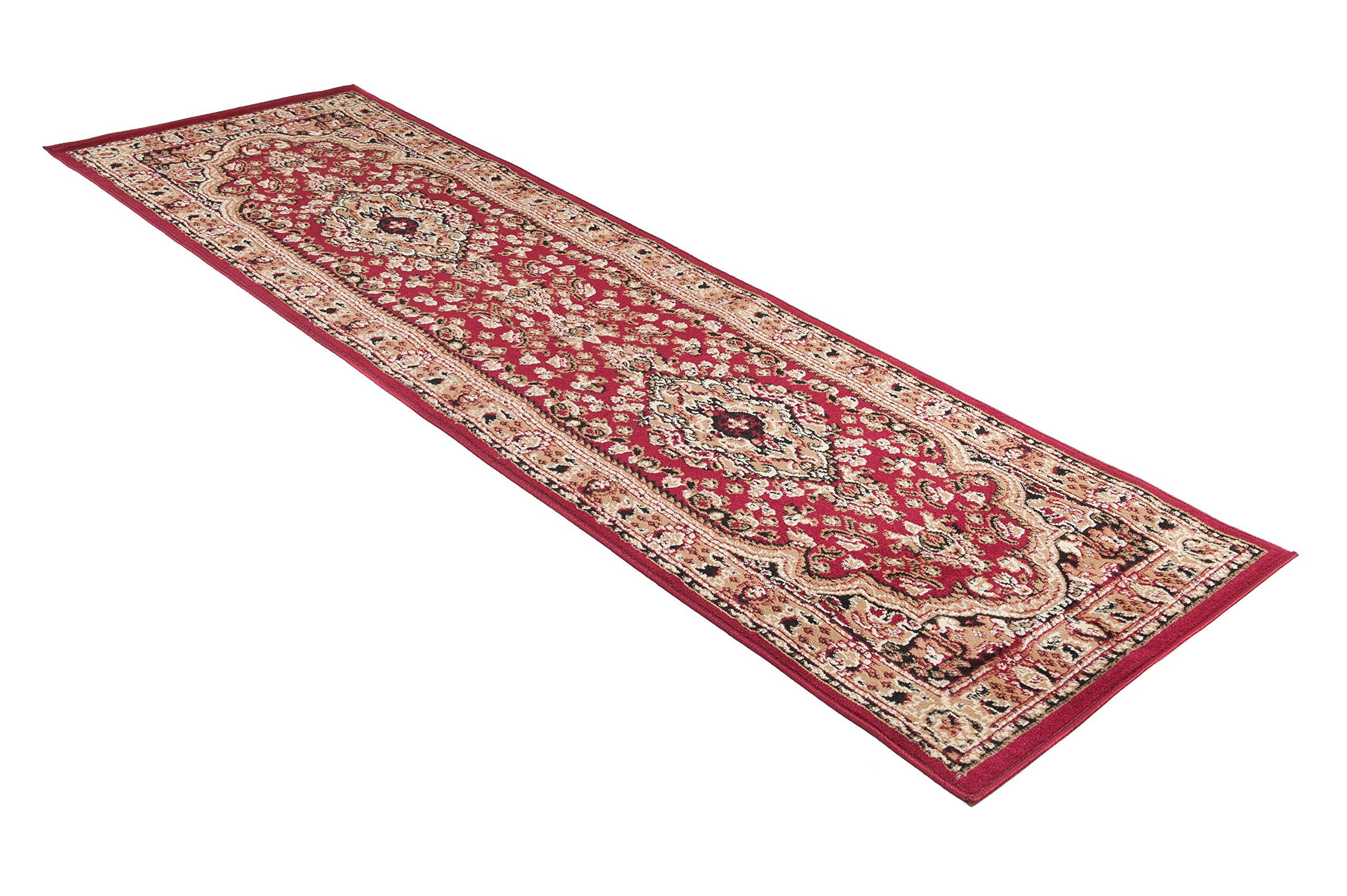 Carpeto Tappeto Corridoio Orientale - Motivo a Medaglione - Pelo Corto - Collezione Verona - Rosso - 70 x 300 cm