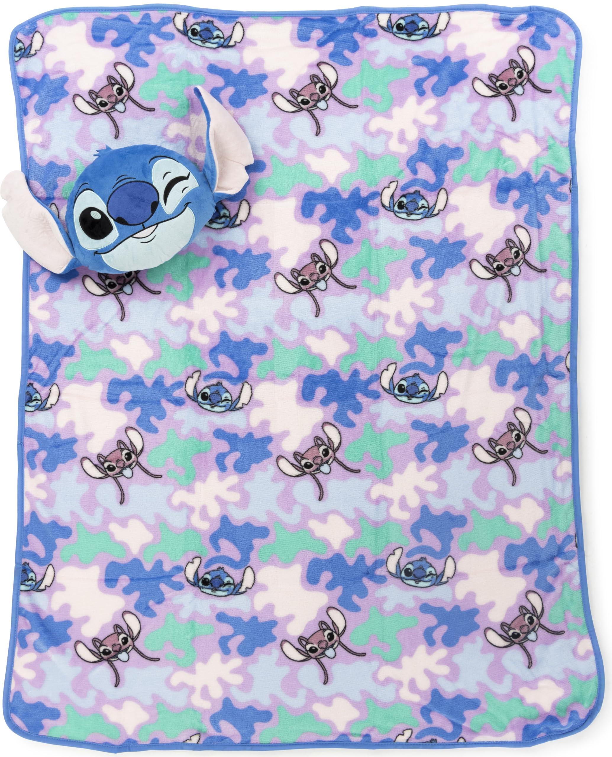 Jay Franco Disney Lilo and Stitch Nogginz Set - 40 x 50 Inch Blanket & Pillow, Kids Super Soft 2 Piece Nogginz Set