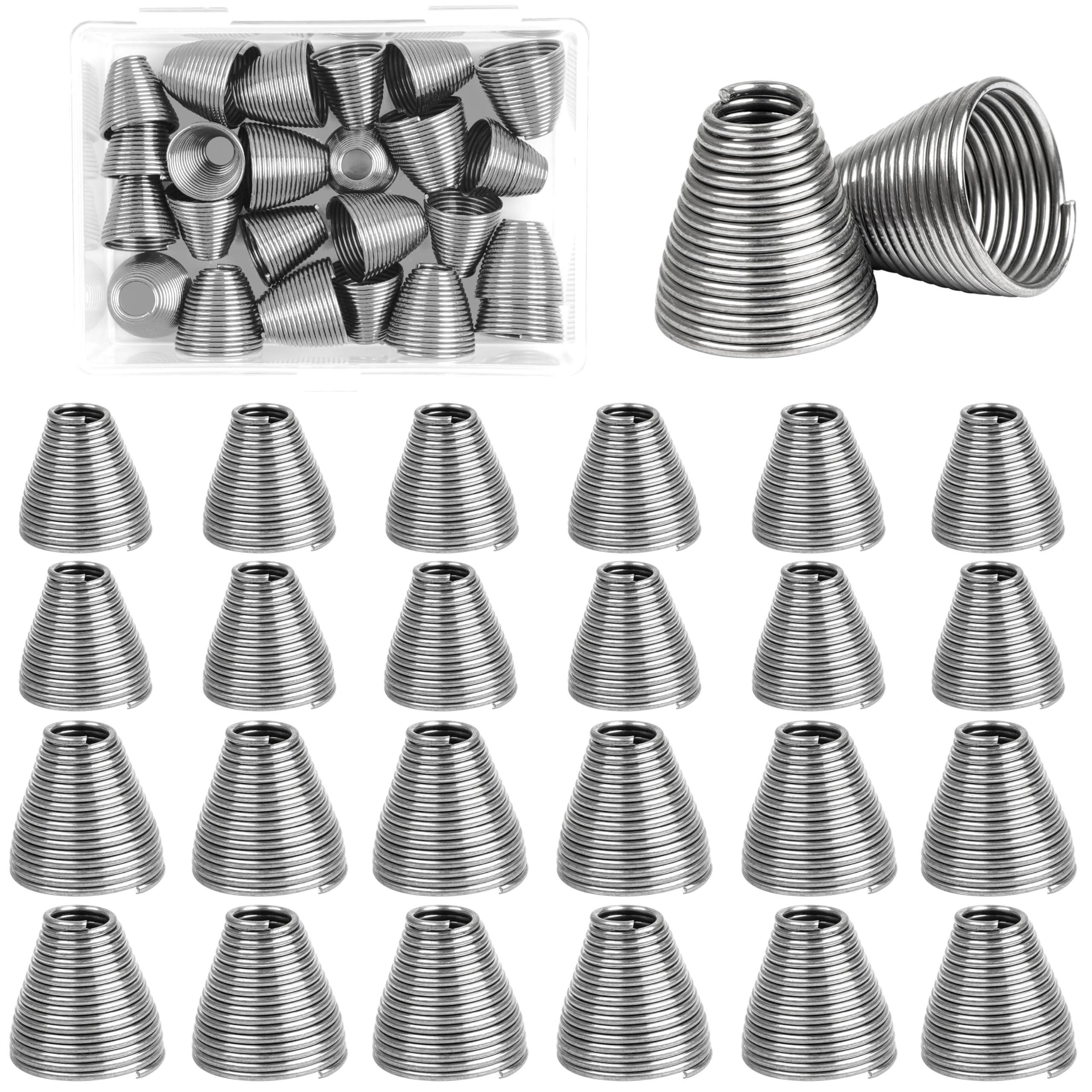 OROOTL Ballyhoo Bait Springs, 24pcs Stainless Steel Bait Rigging Springs for Ballyhoo Rigs Saltwater Ballyhoo Bait Accessories for Offshore Trolling Fishing Size S L