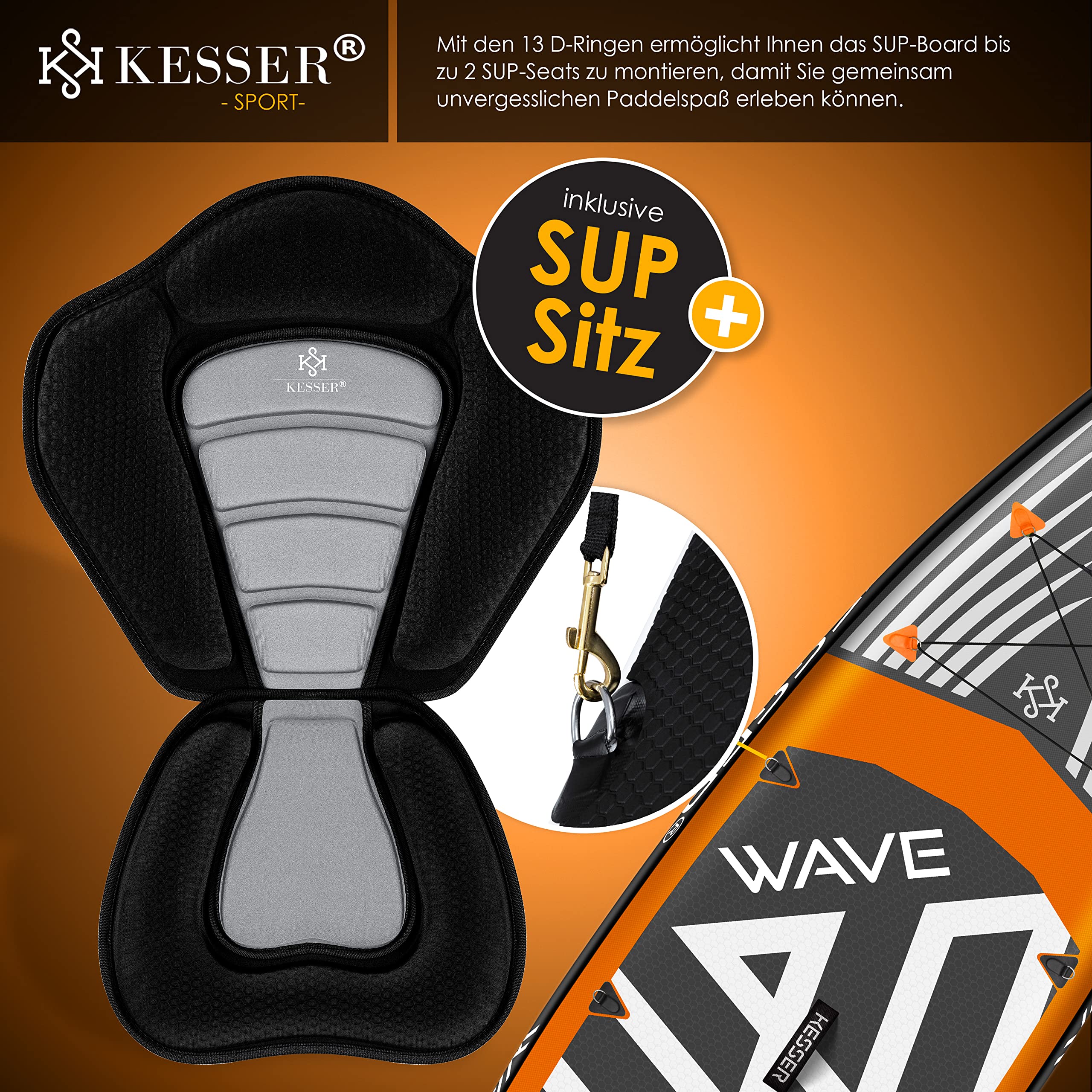 KESSER® Set de Tabla de SUP inflable PRO GTX con Bolsa de transporte de Alta presión Premium Stand Up Paddle Board | 350 x 78 x 15 cm 11,06" Soporte de cámara | Tabla de Surf de 6 pulgadas de groso