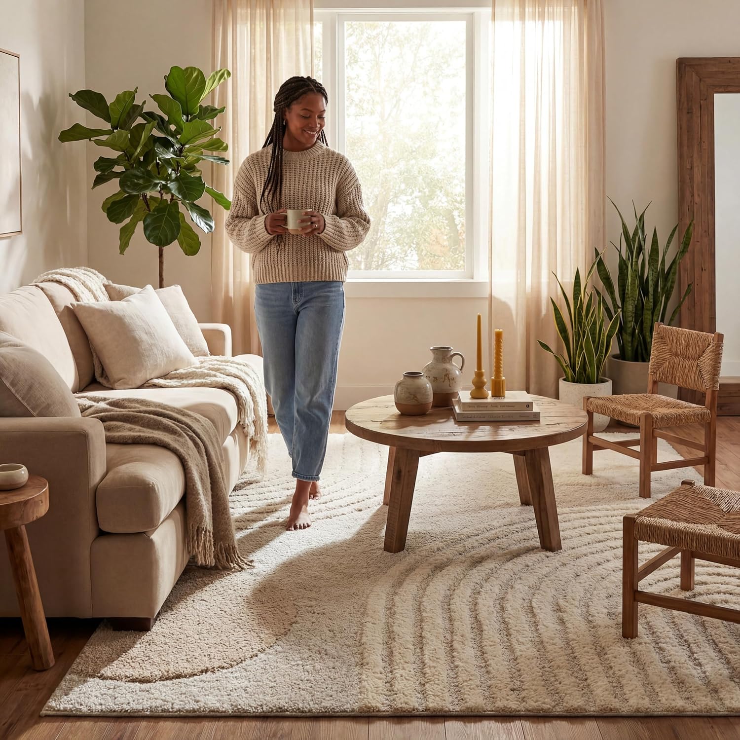 Nuloom Gloria Beige, 3' x 5', Abstract, Shag, Soft and Cozy, Plush, High Traffic, Stain Resistant, Easy Clean, Durable Area Rug for Bedroom, Living Room, Dining Space, Den, Foyer, Entryway