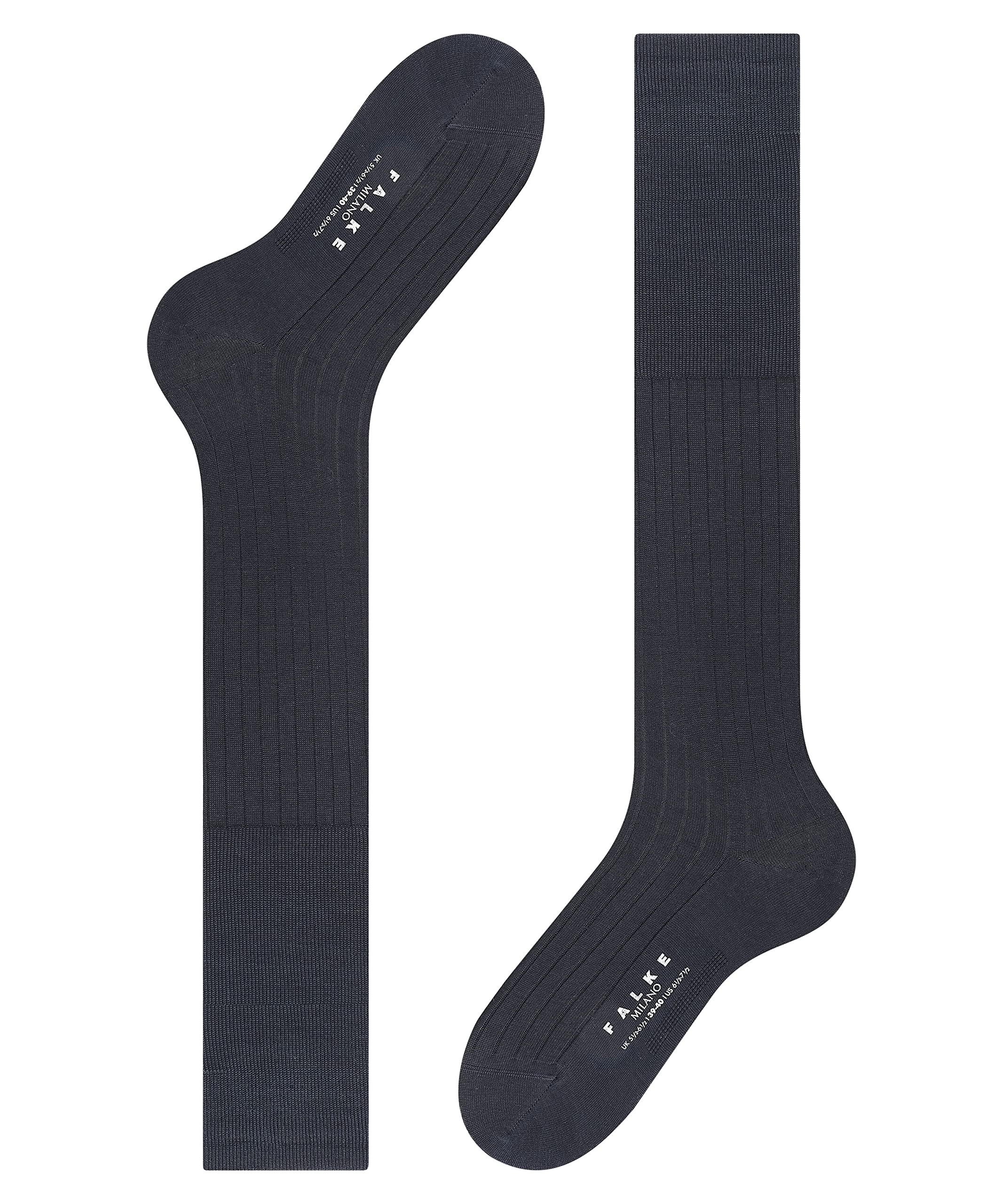 FALKE hombre Milano calcetines largos transpirable sostenible ecológico algodón fil d'Écosse suela climate-active costura plana para unos dedos libres de presión elegante acanalado fino 1 par