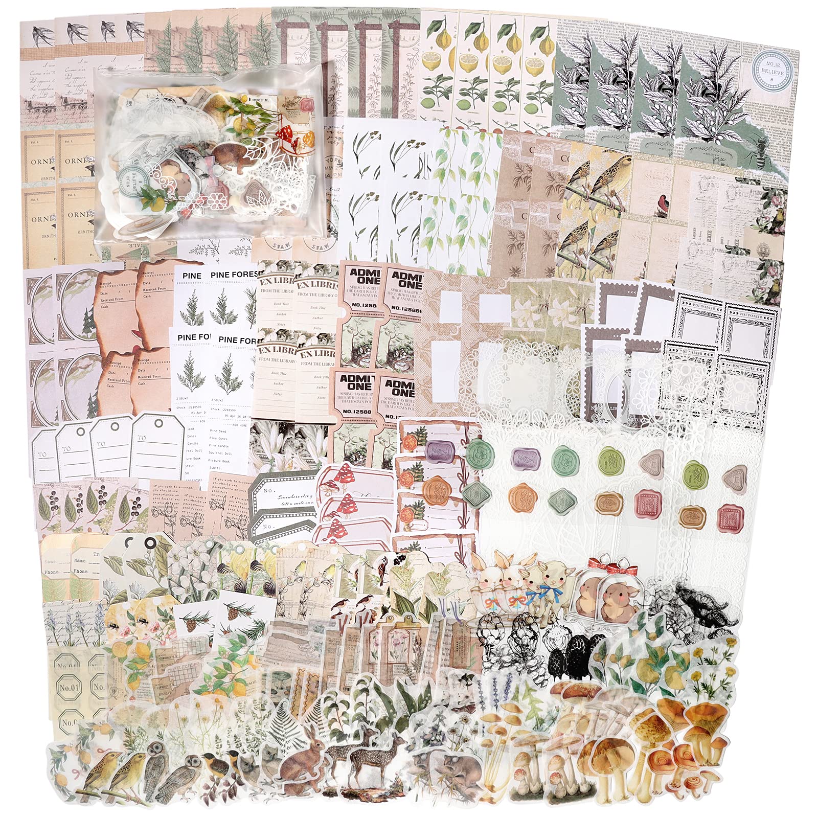 Set 20 Fogli Adesivi Retrò Per Scrapbooking | Washi Vintage Con Angeli E Fiori | Per Journaling E Collage - Rosa - 5