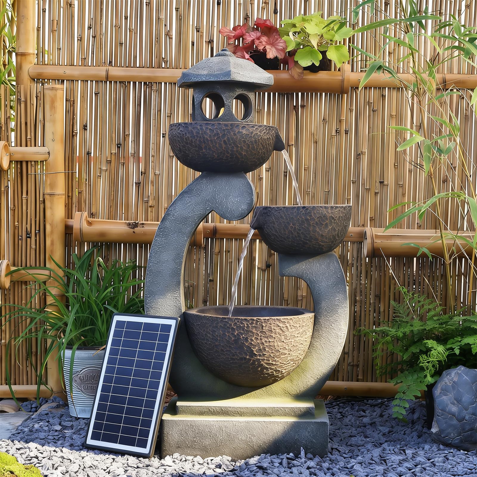Bumilgar Solar Water Fountain Outdoor Zen Feature - Garden