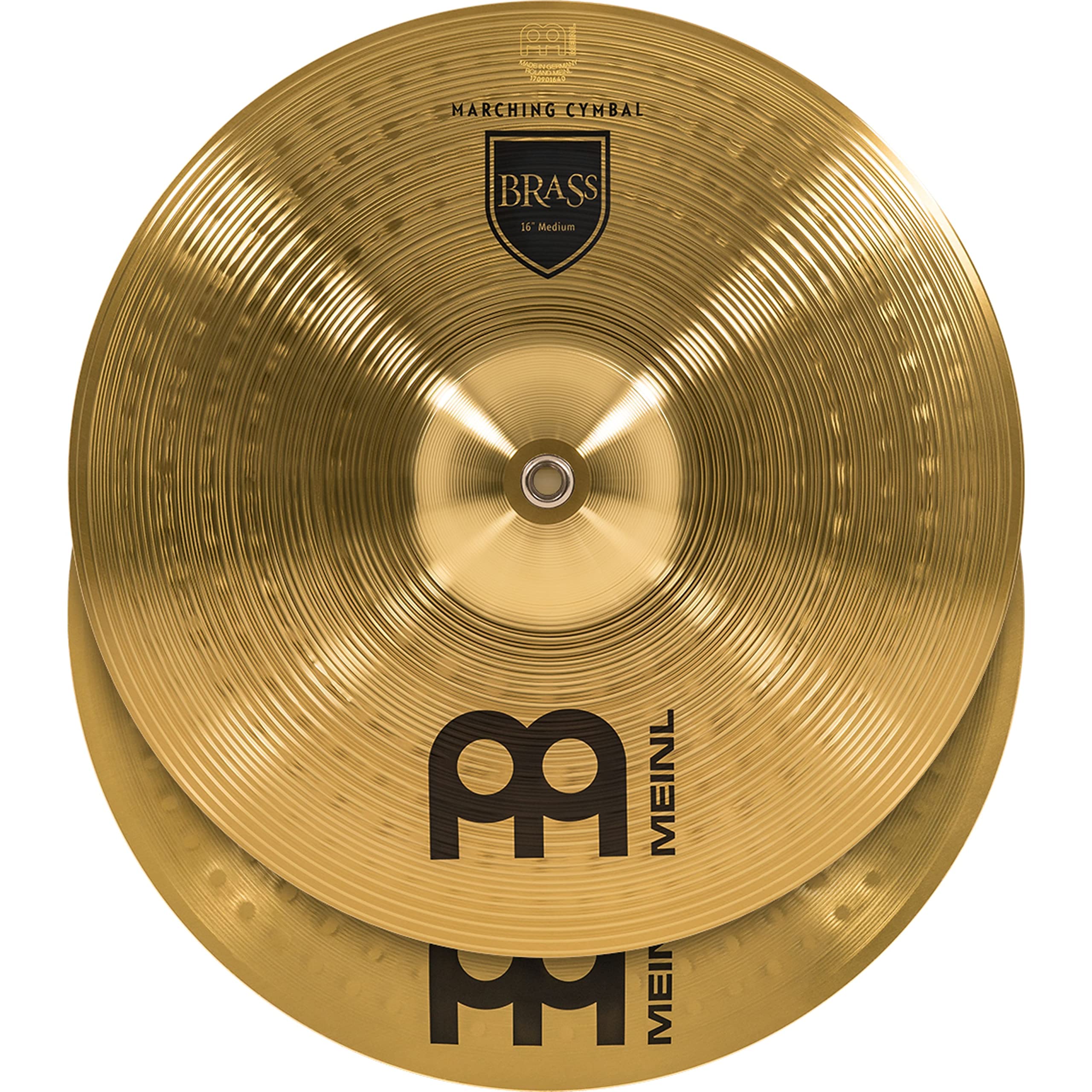 Meinl Cymbals MA-BR-16M Messing-Marschbecken im Paar inklusive Lederriemen und Pads 40,64 cm (16 Zoll)