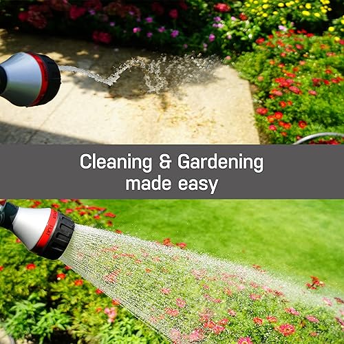 Miniatura 5 de Eden 94824 Boquilla rociadora de manguera de jardín con control de pulgar de metal resistente, 6 patrones, rociador de alta presión con conector