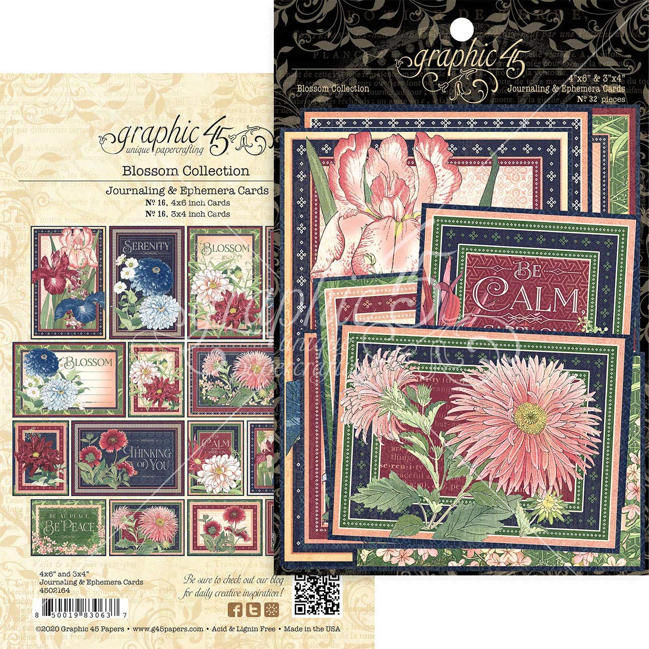 Graphic 45 Blossom Collection Journalling and Ephemera Cards