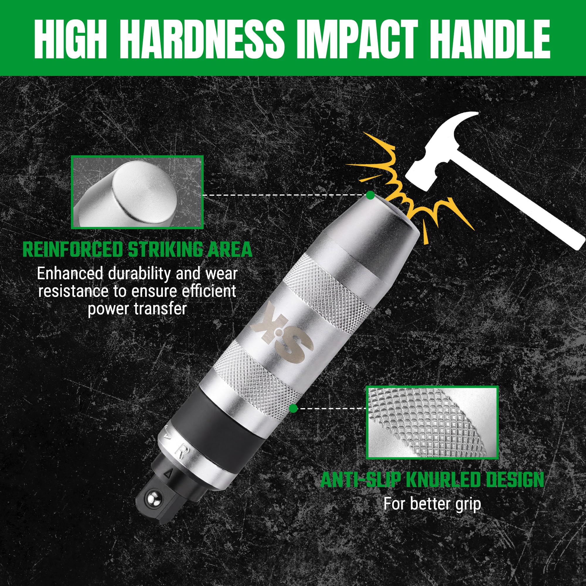 SK Juego de destornilladores de impacto manuales de 1/2 pulgadas, 40 piezas de destornillador de impacto reversible resistente con soportes de brocas de 3/8 y 5/16 pulgadas, puntas S2 y CR-V, Phillips
