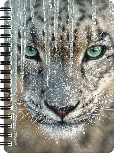 3D LiveLife Jotter - Blue Ice from Deluxebase. Lenticular 3D Snow Leopard A6 Spiral Notebook with Plain Recycled Paper Pages. Artwork Licensed from Renowned Artist Collin Bogle