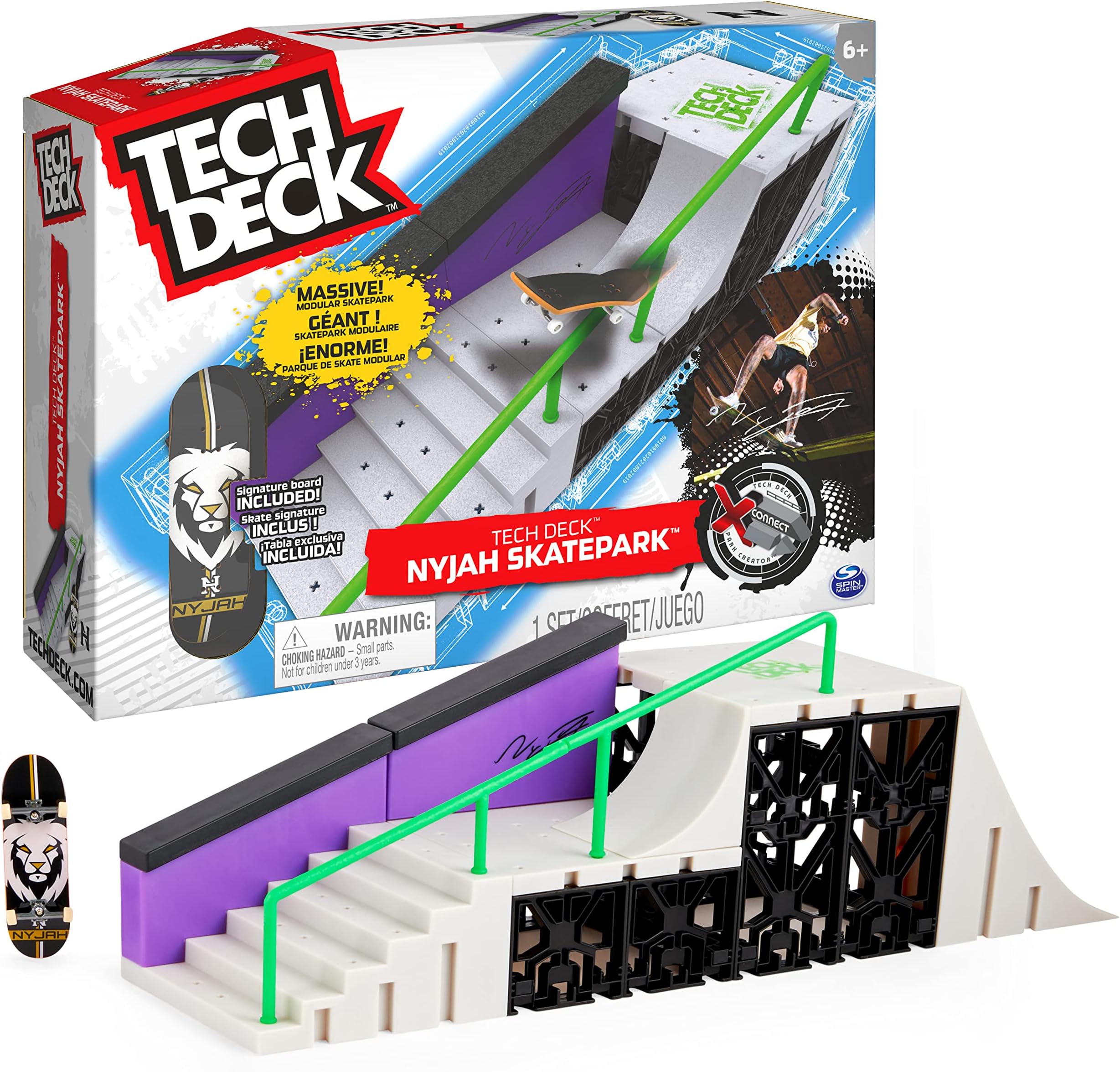 Tech Deck Nyjah Skatepark X-Connect Park Creator, Massive Customizable Skatepark Ramp Set with Exclusive Fingerboard, Kids Toy for Ages 6 and up, 6060504