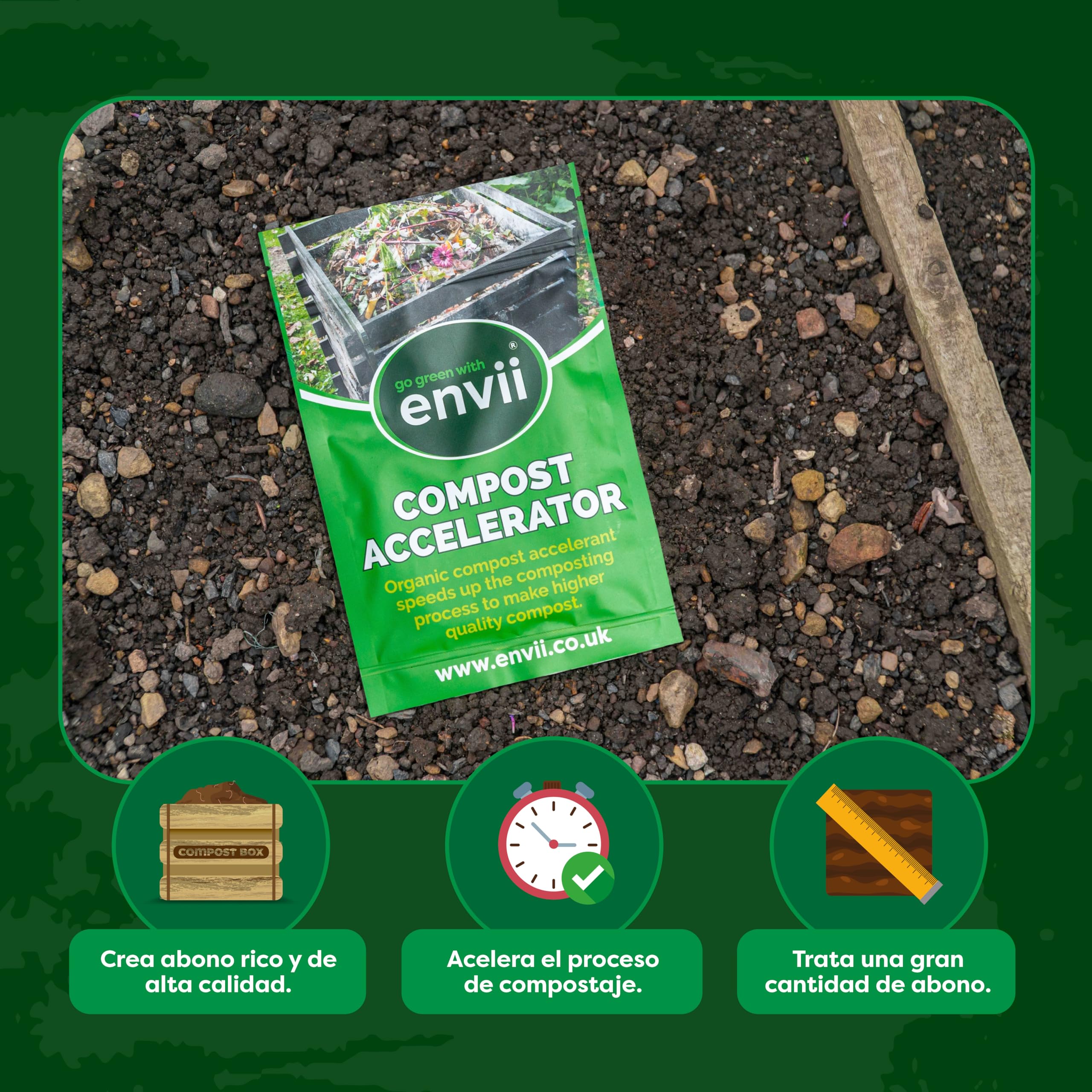 Envii Acelerador de Compost – Activador y Fabricante de Compost Orgánico, con Bacterias Beneficiosas Naturales que Aceleran el Proceso de Compostaje, 12 Tabletas para 1.800 L