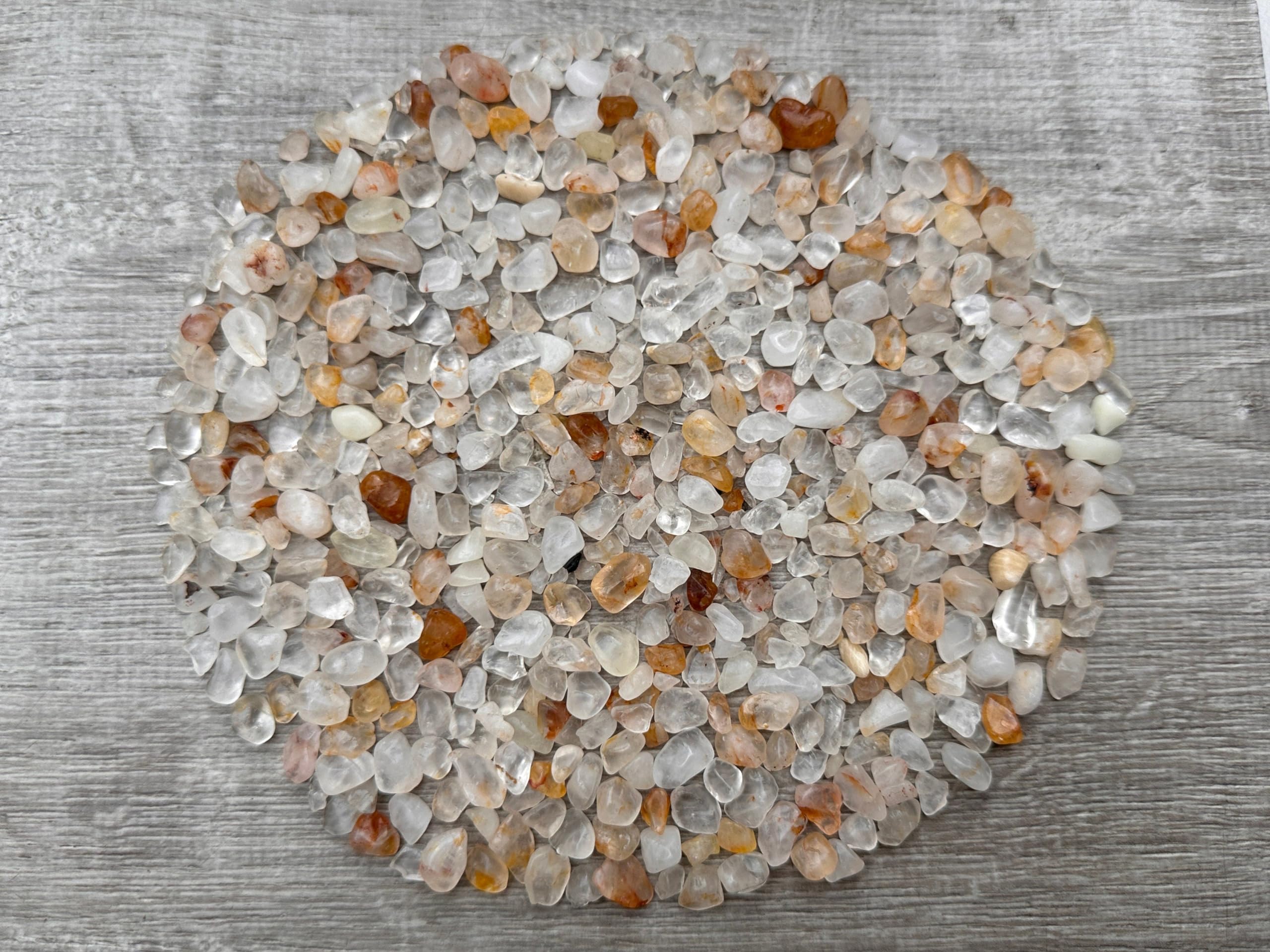 2 oz Lot Natural Semi Tumbled Gemstone Chips, Crushed Mini Crystals, Undrilled Crystal Chips (Golden Healer Quartz)