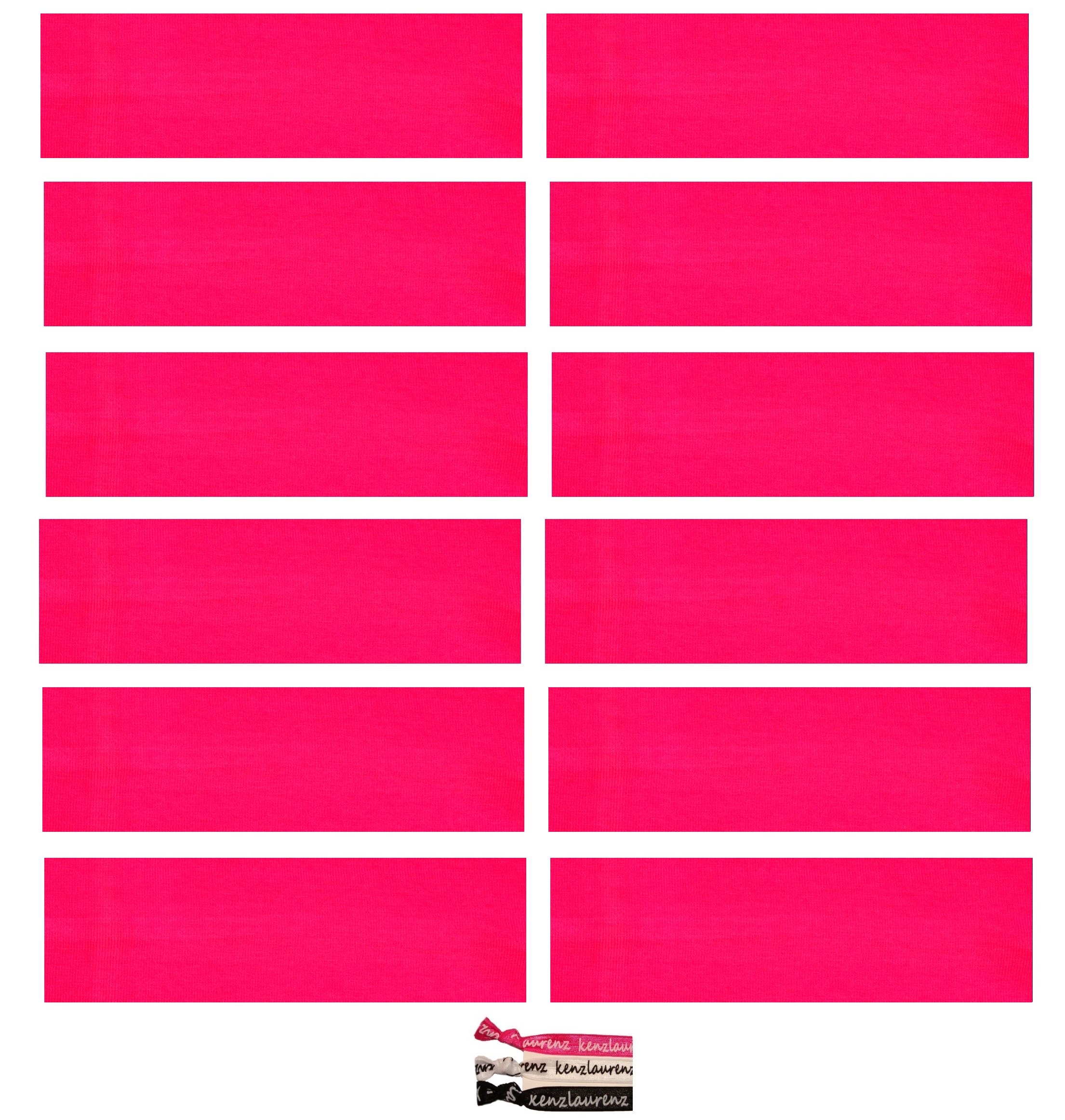 Kenz Laurenz Soft and Stretchy Elastic Cotton Headbands, Pack of 12, Hot Pink