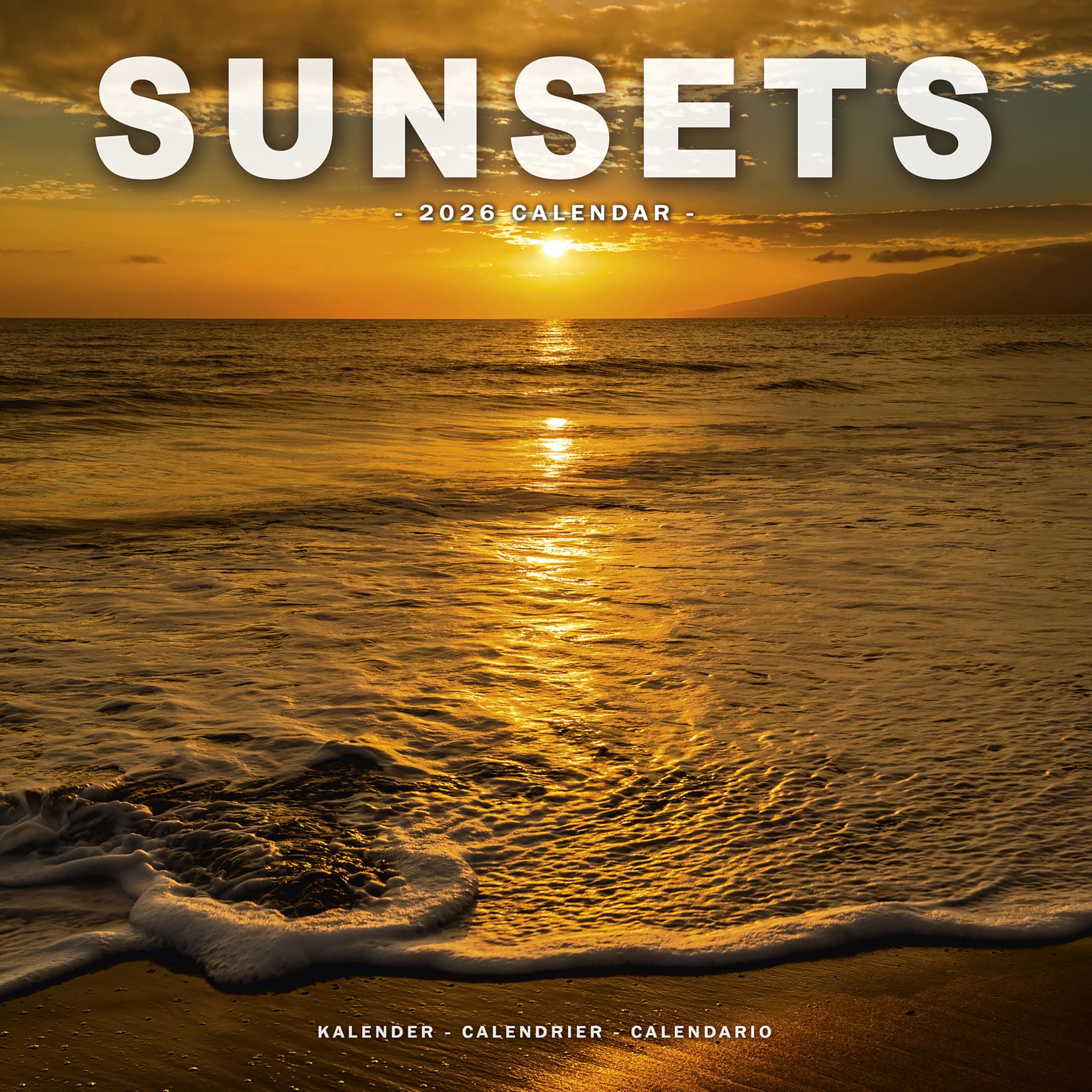 Sunsets 2026 Calendar | Square Wall Calendar | Travel & Nature Gift | Plastic Free Packaging | by Avonside Publishing