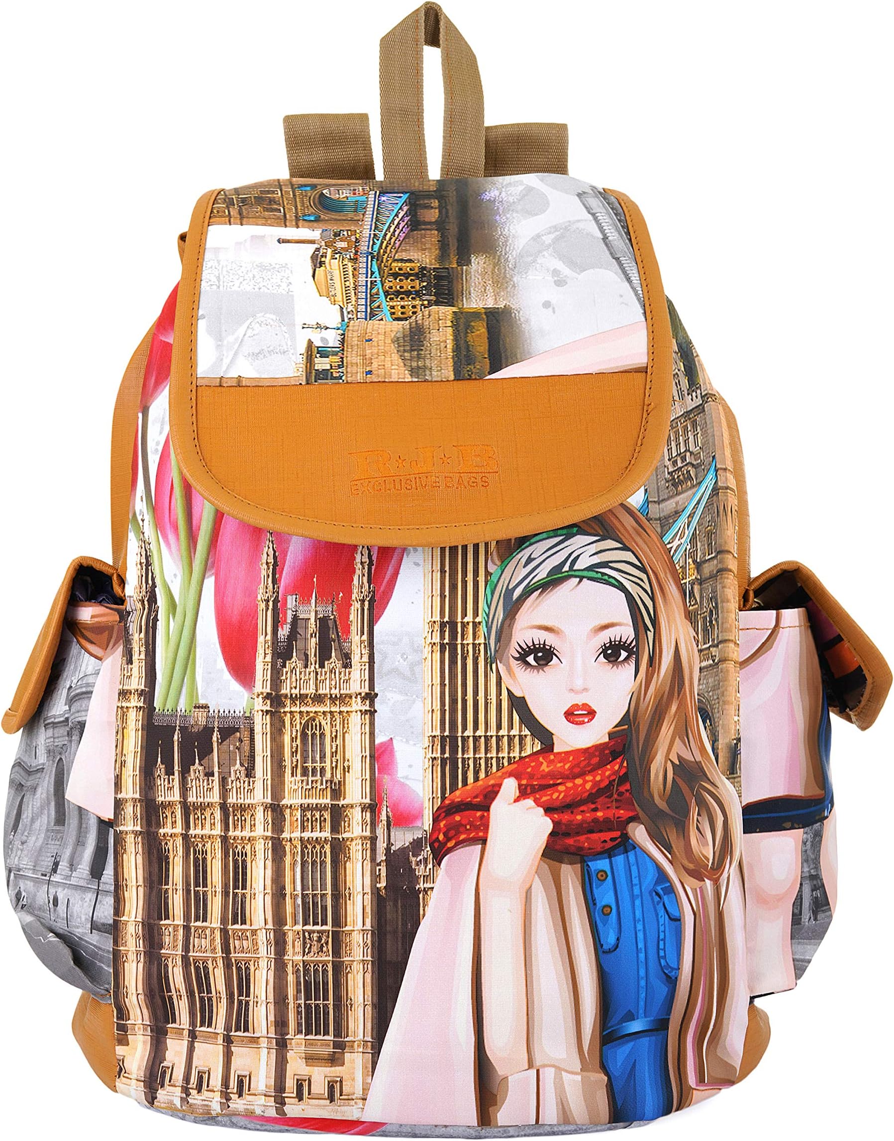 MINKRIT Women Pu Leather Brown Casual Backpack