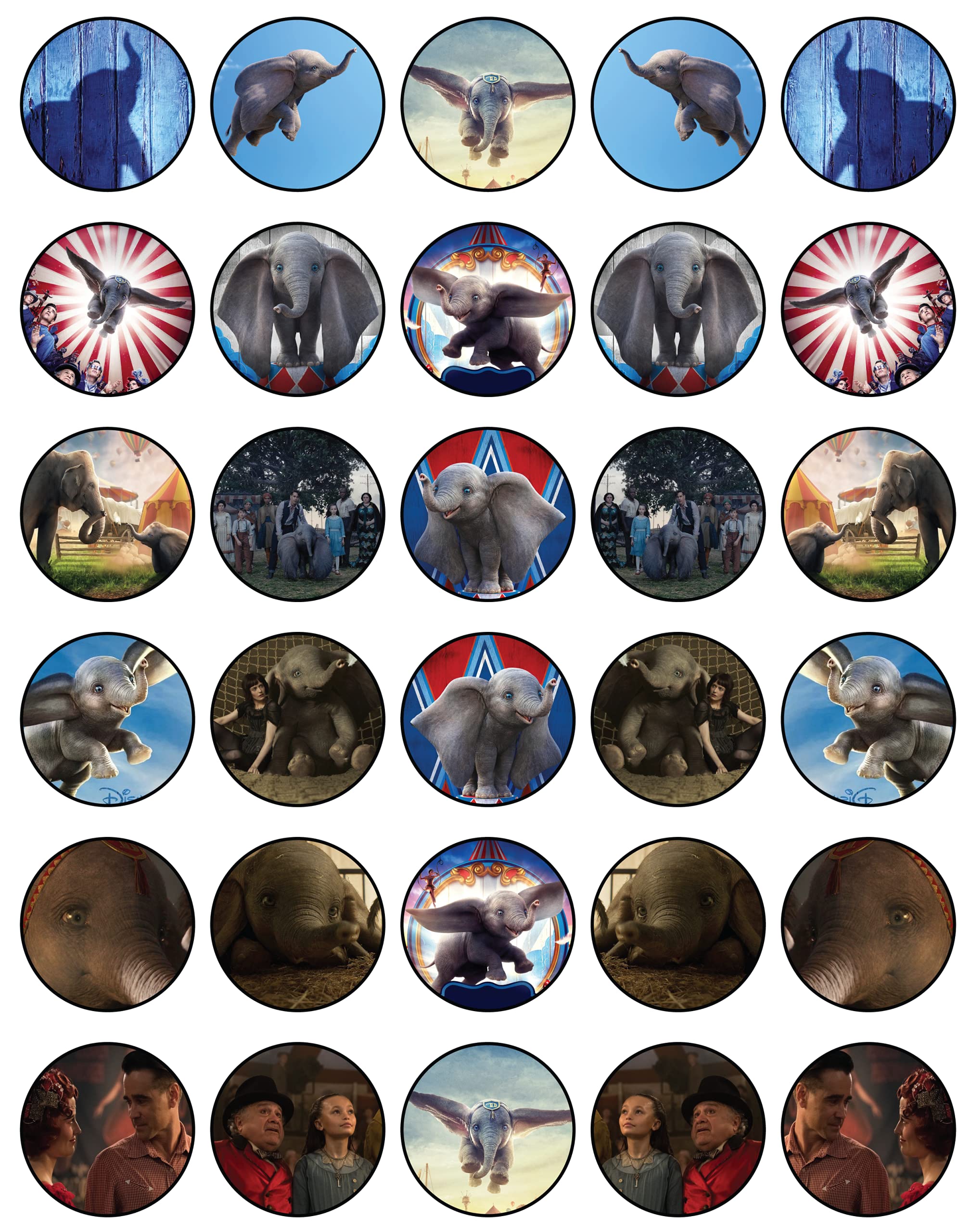 Buy 30 x Edible Cupcake Toppers Themed of Dumbo Edible Cake Decorations