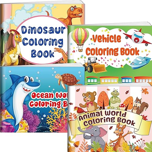 Kalysky Paquete de 4 libros grandes para colorear para niños de 2 a 4 años, 4 a 8 años, 96 páginas, tamaño 8.5 x 11 pulgadas, regalos para niños,