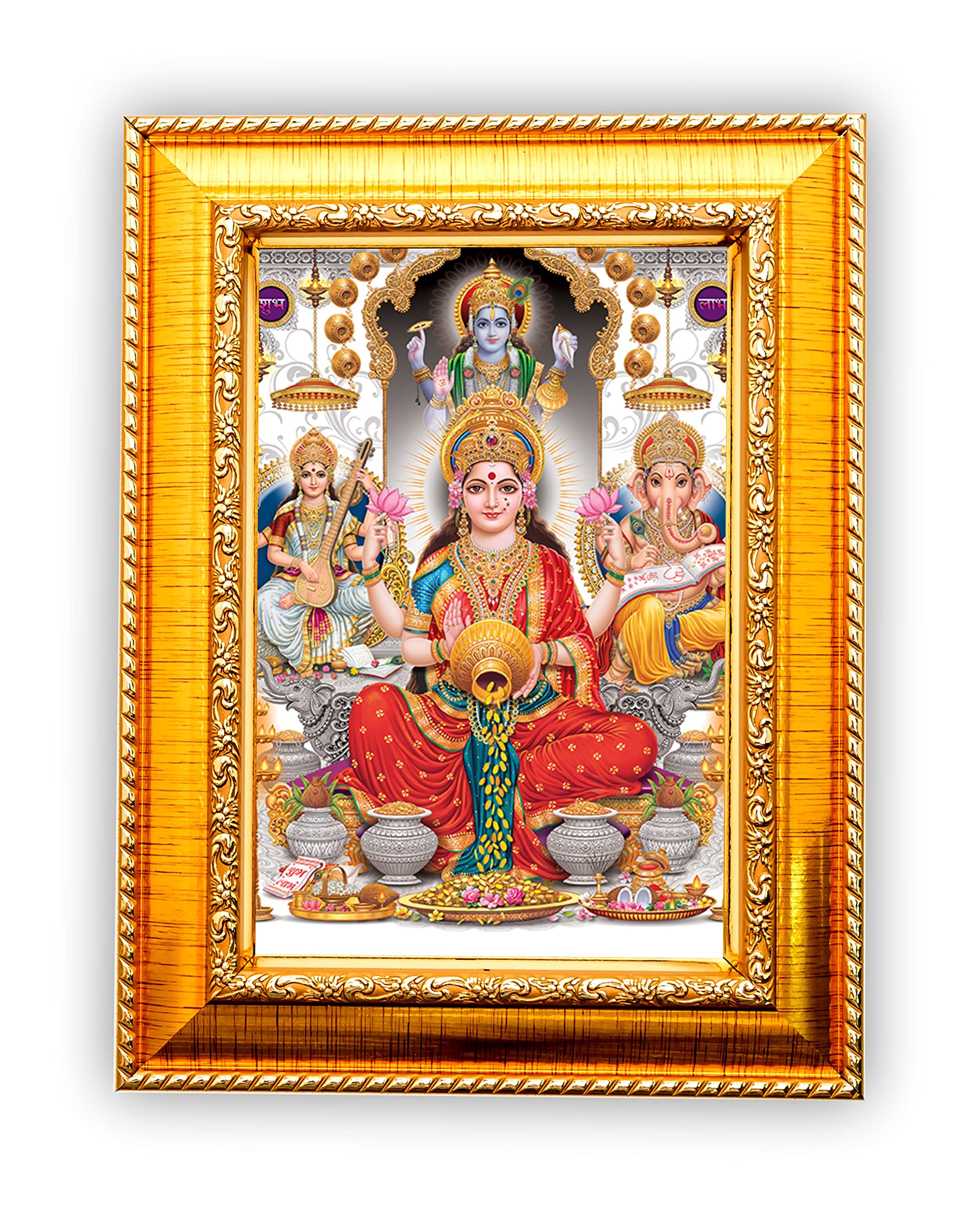 Buy Golden Gods Lord MAHALakshmi GaneshJI HD Photo Frame, LaxmiJI Photo