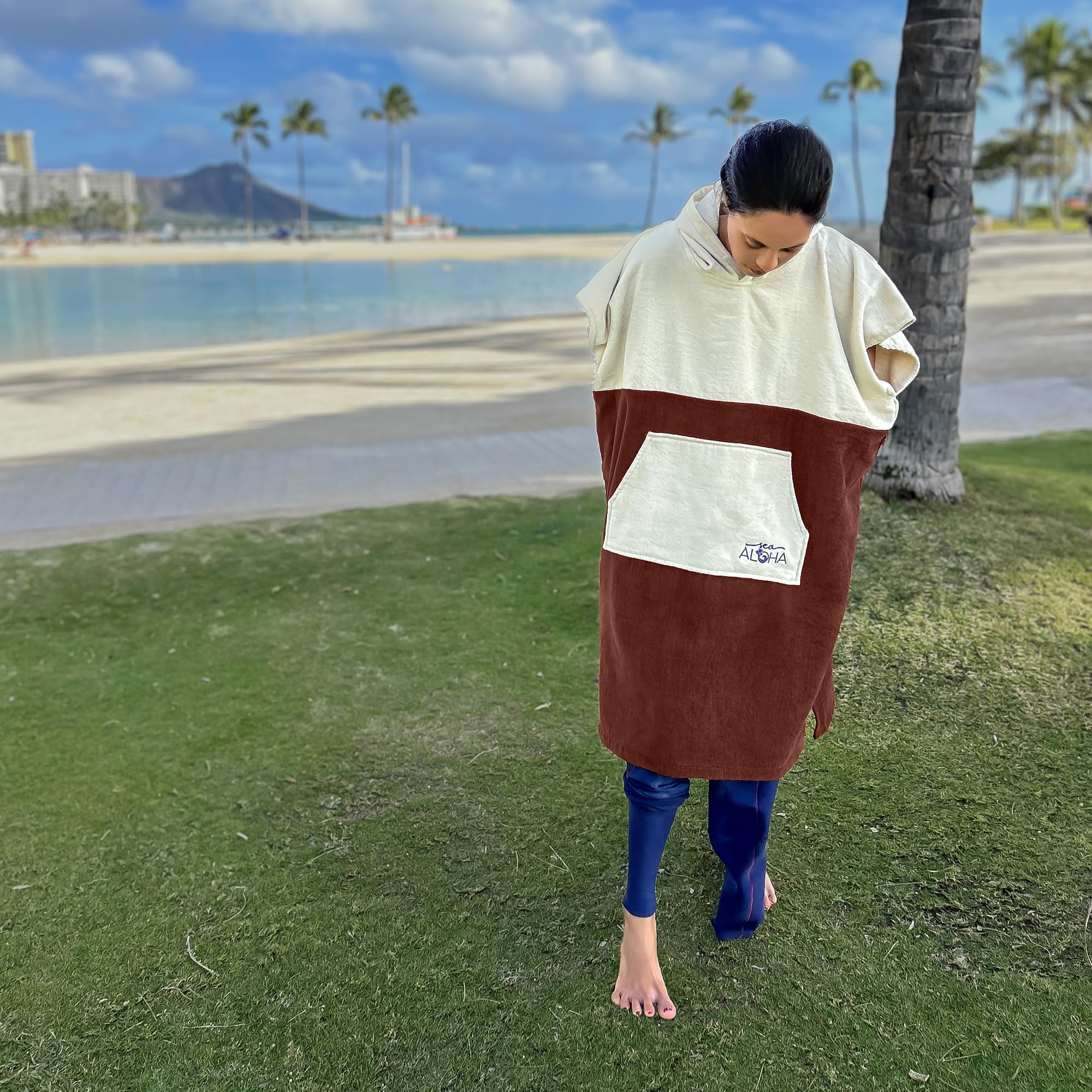 Surf Poncho Women - Hooded Towel Adult - Changing Poncho 100% Cotton Towel Poncho - Poncho Beach Towel