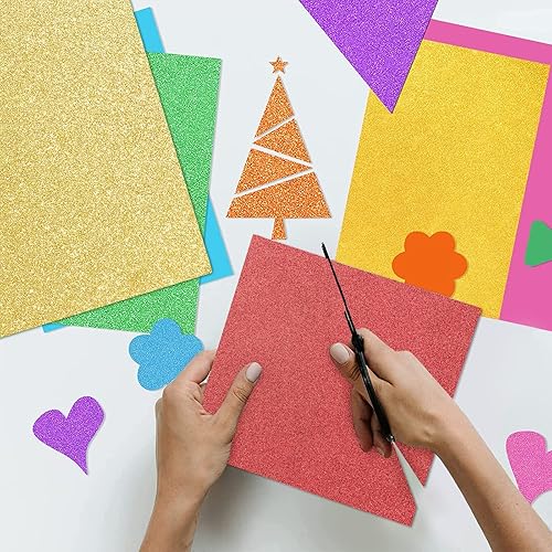 Miniatura 5 de Cartulina roja con purpurina de 12 x 12 pulgadas, papel de doble cara para Cricut, cartulina gruesa para hacer tarjetas, álbumes de recortes,