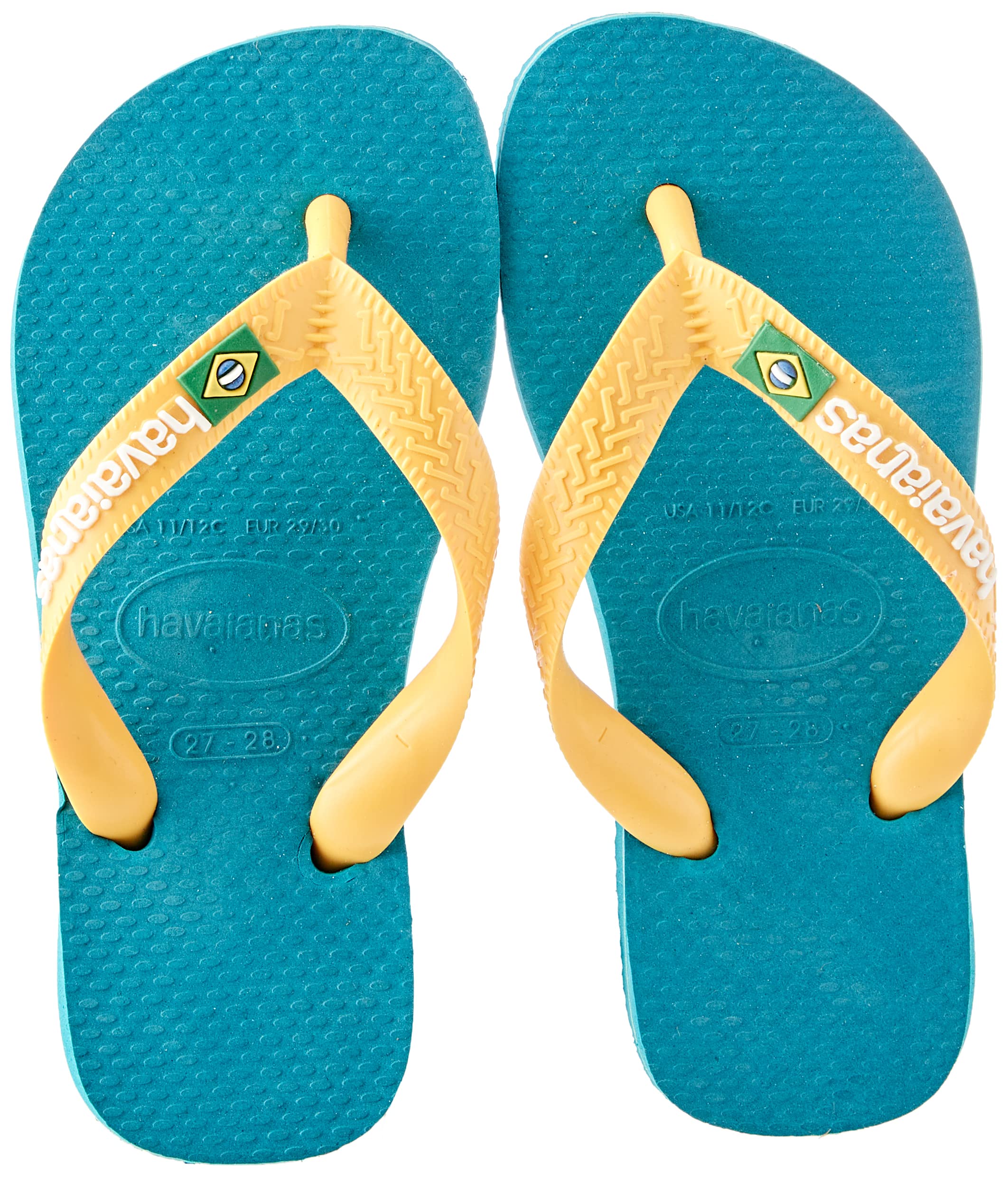 Havaianas Brasil Logo (Mini Me) Unisex Kids FlipFlop Vibe Green 9/9.5 UK Child
