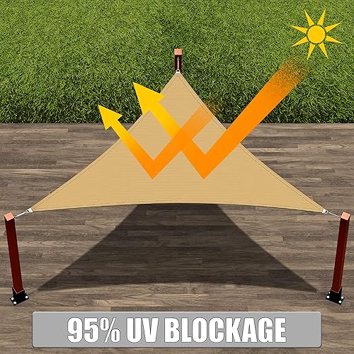 Miniatura 6 de ShadeMart Toldo parasol tipo vela triangular recto SMTAPRT12, de 7 x 10 x 12.2 pies, pantalla de tela, permeable al aire al agua y resistente a los