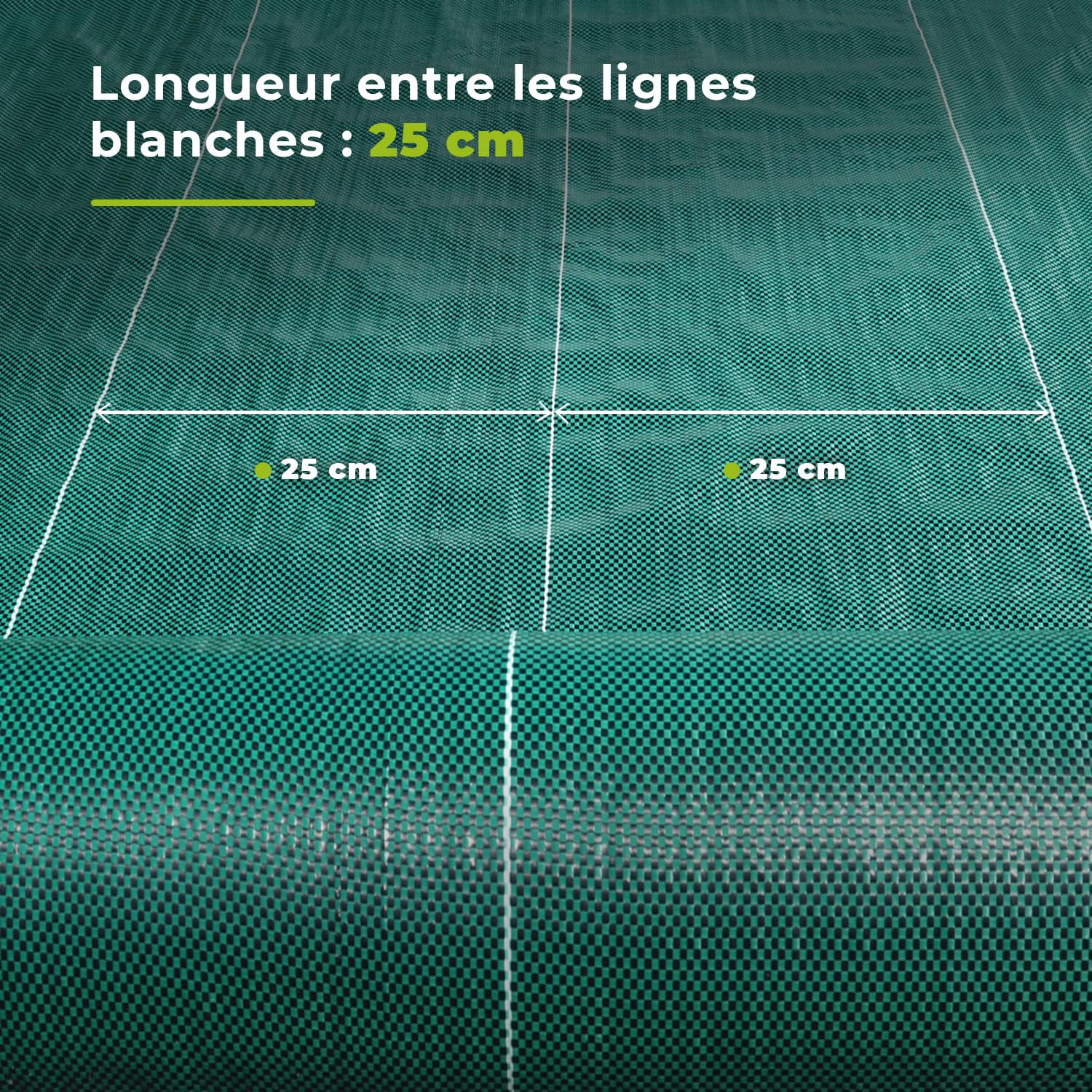 Toile de paillage tissée 130g/m² - Rouleau - Géotextile Anti-Mauvaises Herbes Haute résistance - Coloris Vert - Usage Jardin, allées, Cultures (3,30x100m)