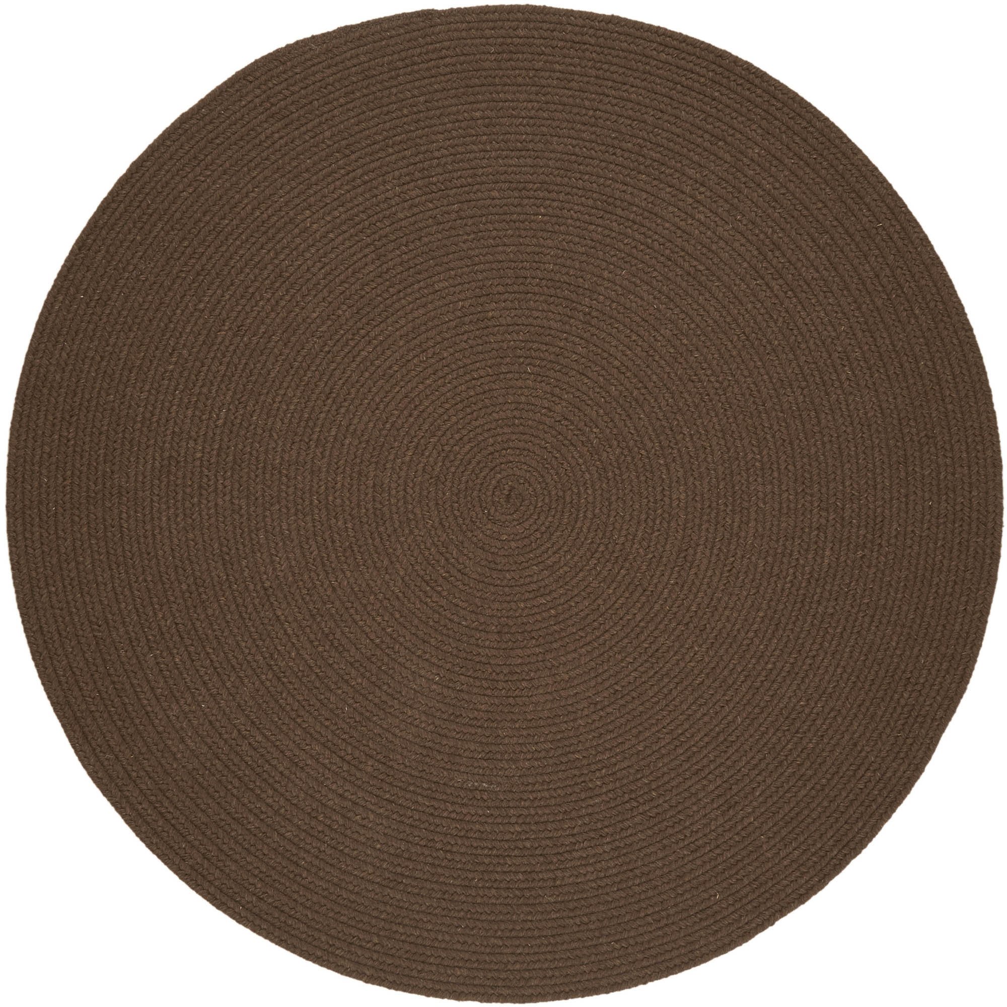 Super Area Rugs Pura Braided Wool Rug Extra Soft Reversible Living Room/Bedroom Carpet, Walnut, 6' Round
