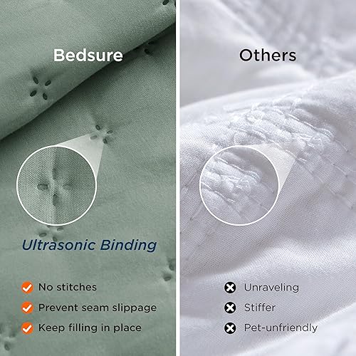 Vista 148 de Bedsure - Juego de colcha tamaño individual extralargo, ultrasónico suave, diseño de trébol, colcha ligera para todas las estaciones
