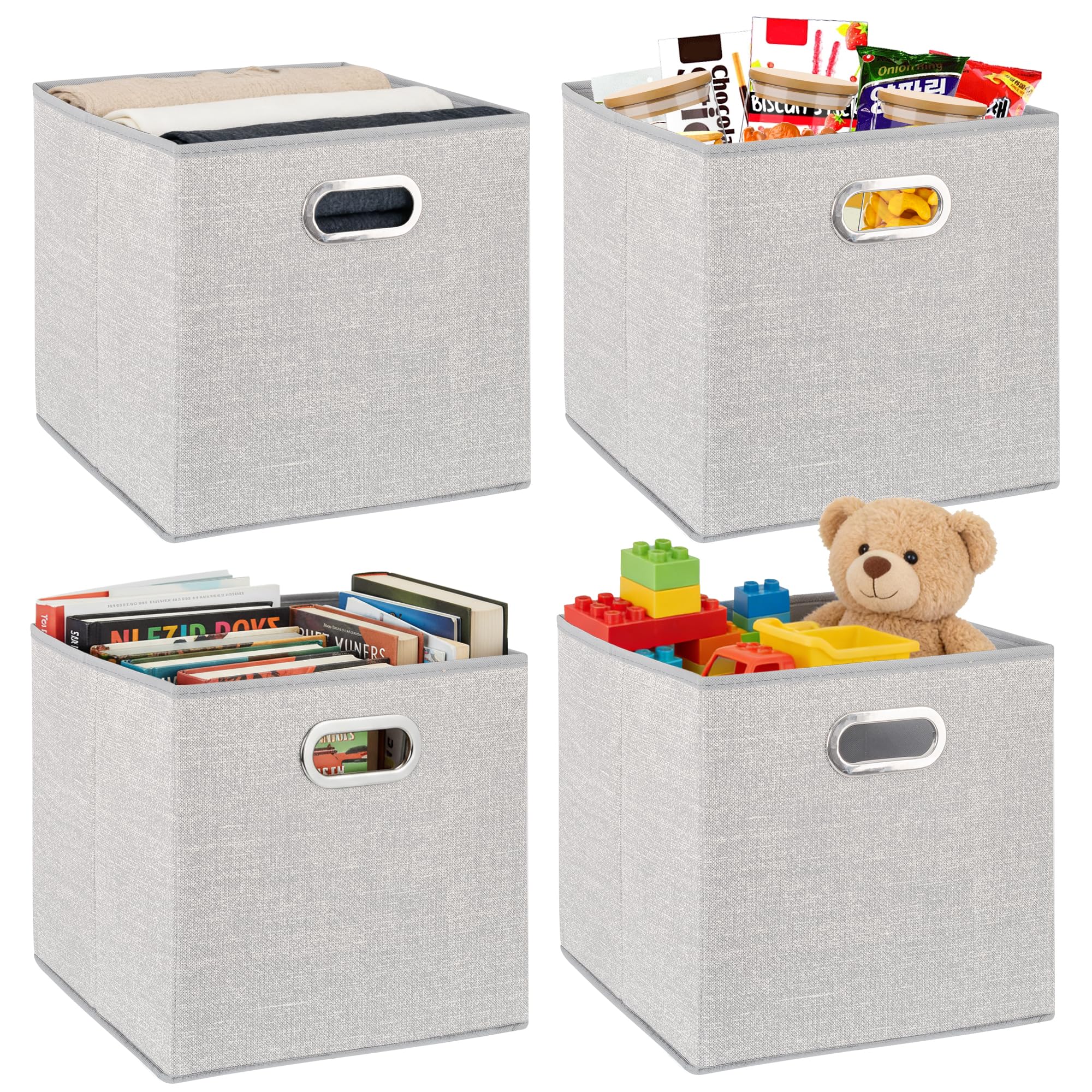 ARVINKEY 4 Pack Foldable Storage Boxes, 20L Non-Woven Fabric Storage Cubes with Handles, Collapsible Storage Cube Basket Organiser Bins Containers for Toys, Books, Closet, Home, Office