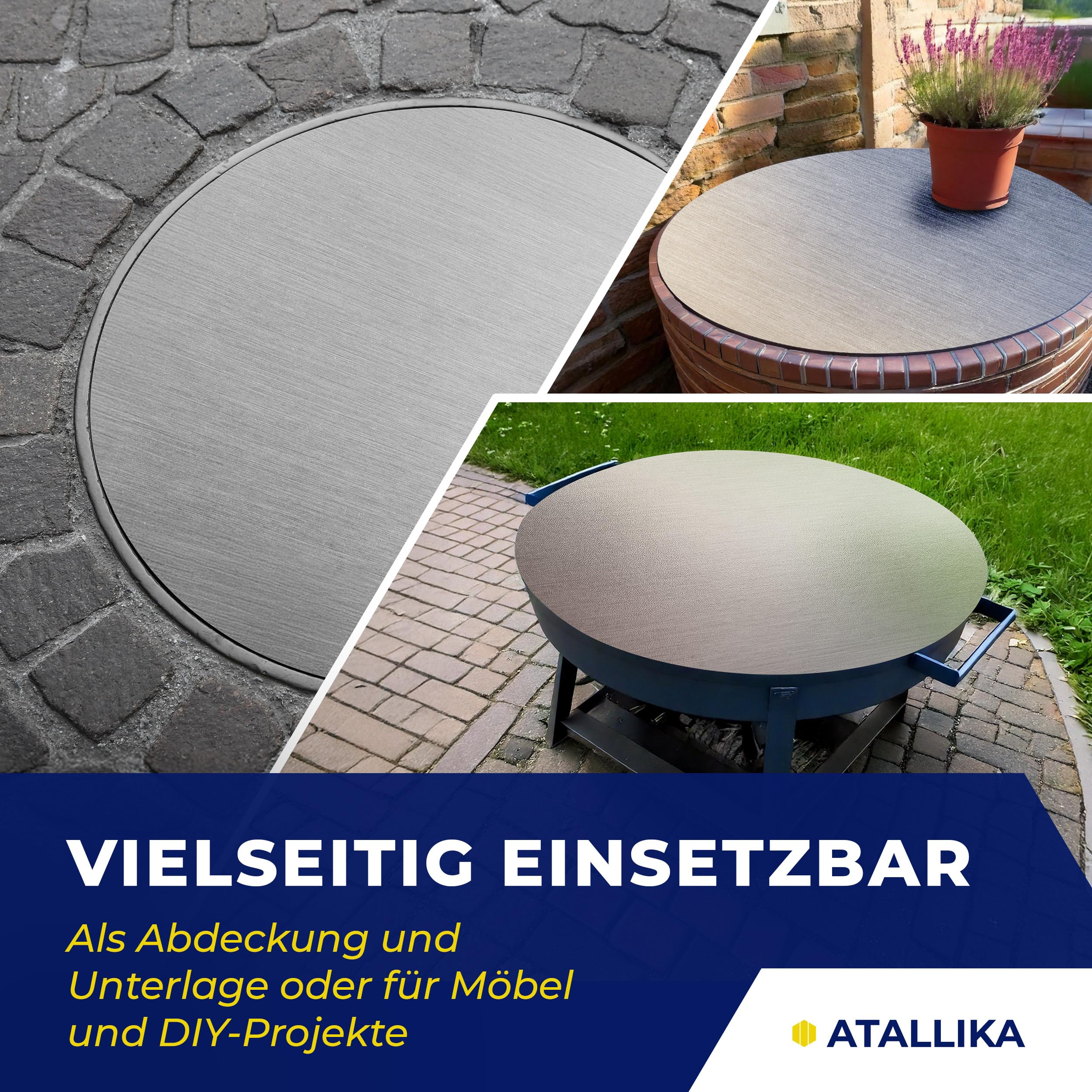 Produktbild von Rundes Edelstahlblech 400 Mm X 1 Mm – V2A 1.4301, Einseitig Gebürstet, Wetterfest, Lebensmittelecht – Made In Germany