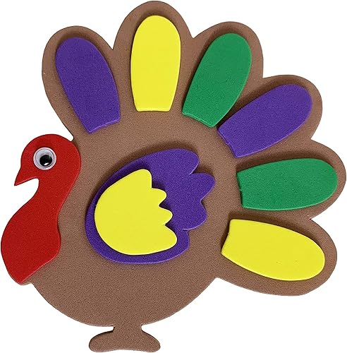 Miniatura 4 de KINREX Manualidades de Acción de Gracias para niños – Pavo para actividades de otoño, juegos de calcomanías de espuma para niños, familia, adultos,