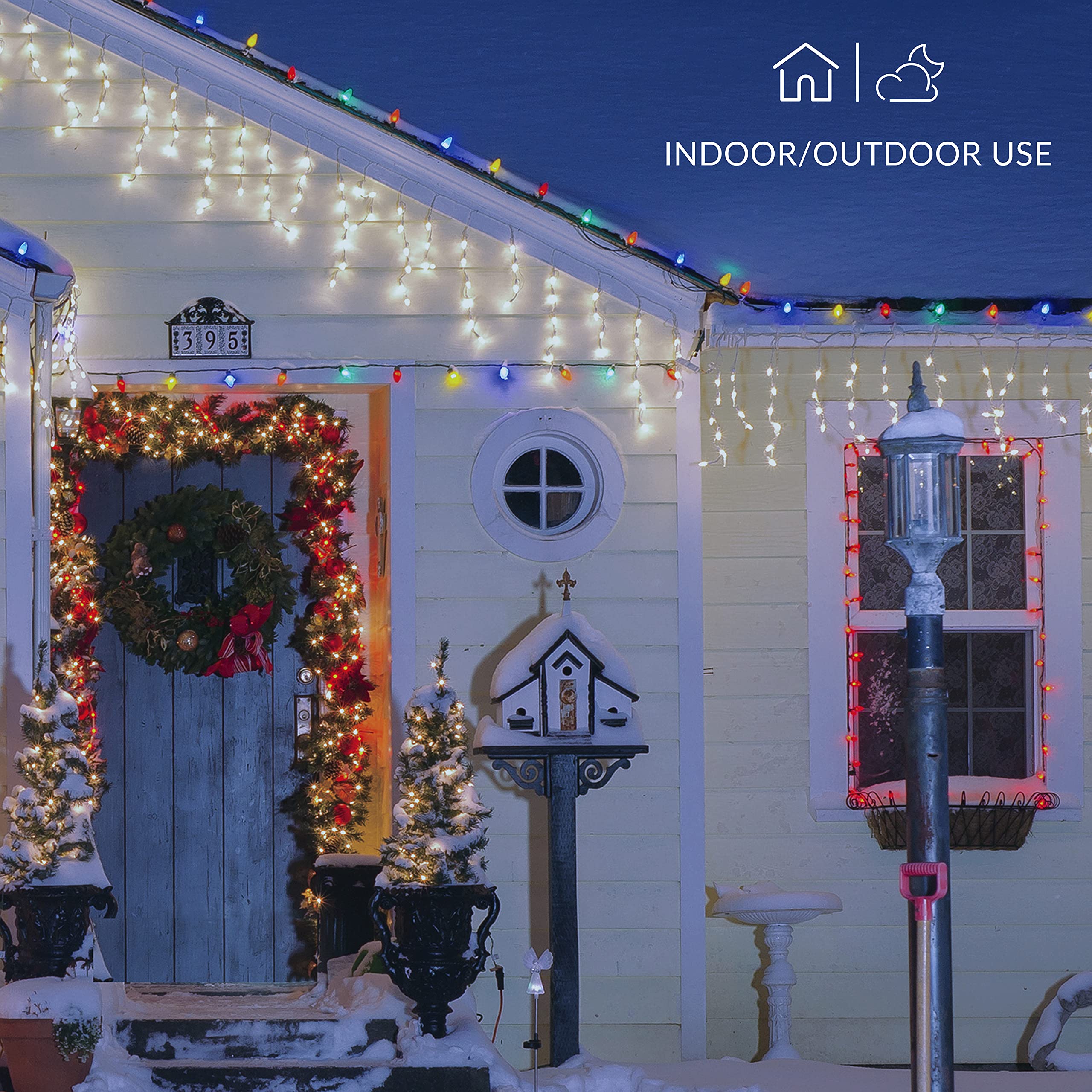 The Christmas Workshop Warm White Icicle LED Christmas Lights/Mains Powered with 8 Functions/Indoor or Outdoor Fairy Lights for Home Weddings and Gardens (240) - Image 2