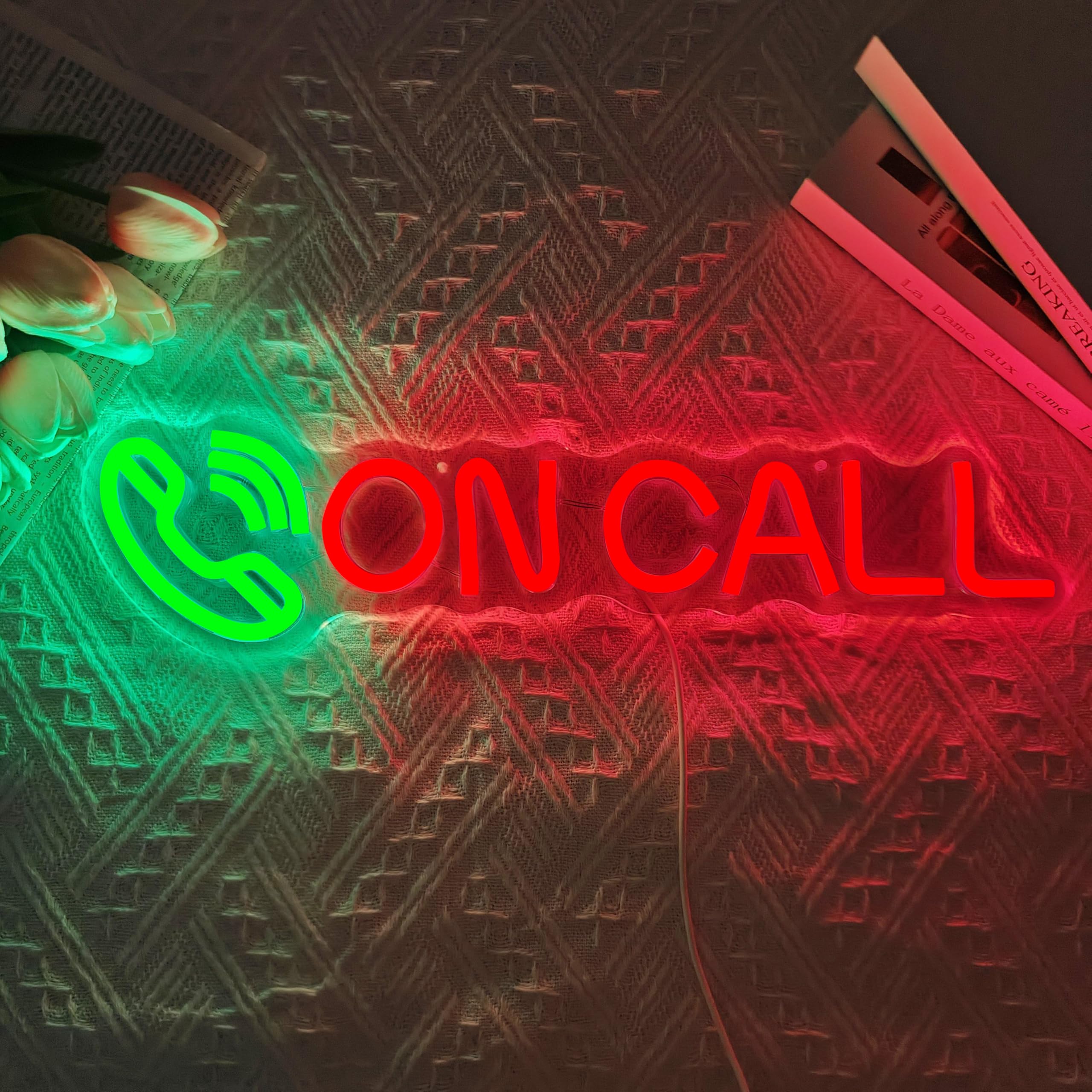 On Call Neon Sign Dimmable Do Not Disturb Light for Wall Decor Busy Neon Sign LED On Call Light Indicator for Office, Game Room, Meeting