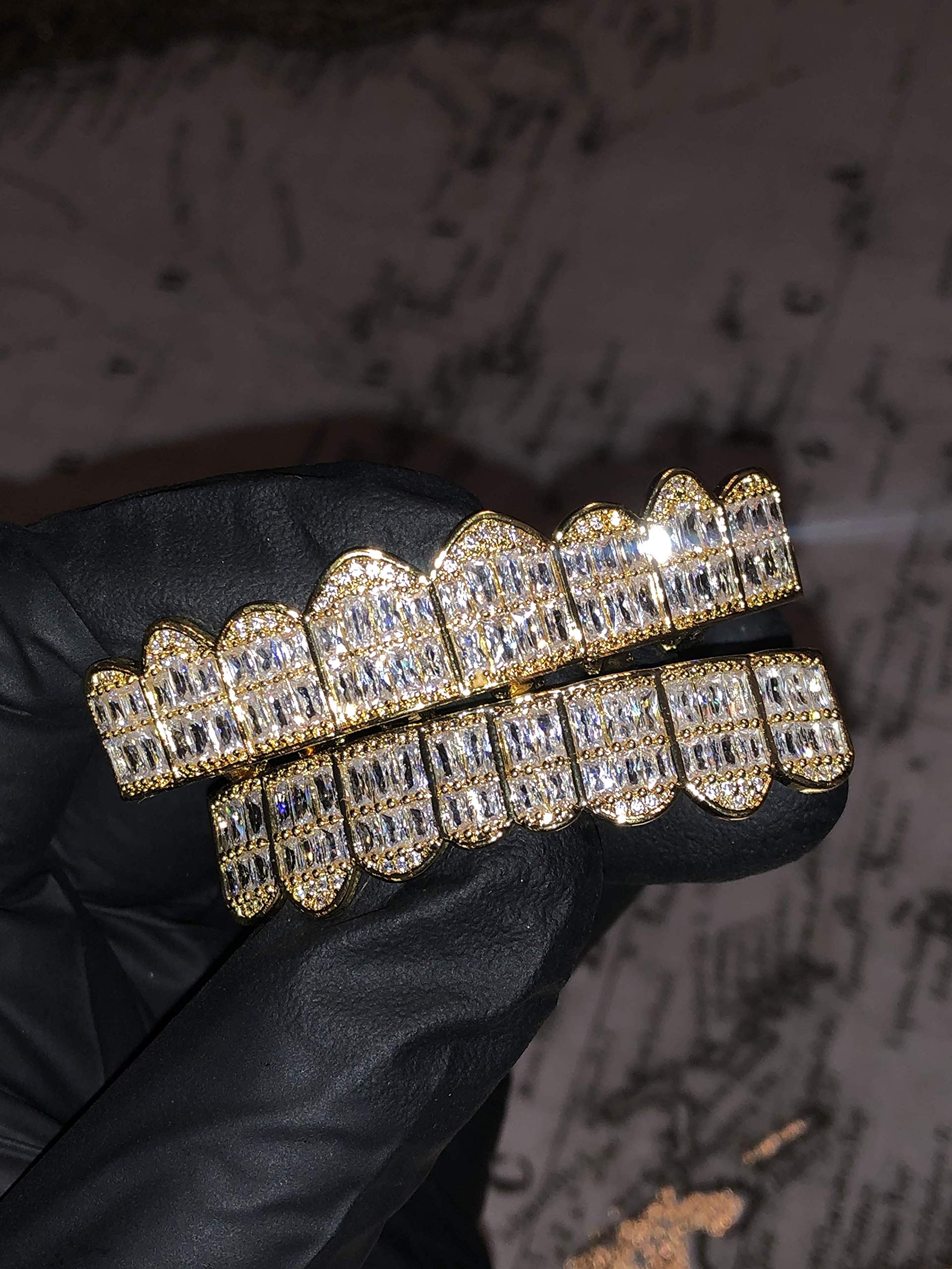 14k Plated Joker Gold Grillz for Mouth Top Bottom Hip Hop Teeth Grills for Teeth Mouth Grillz